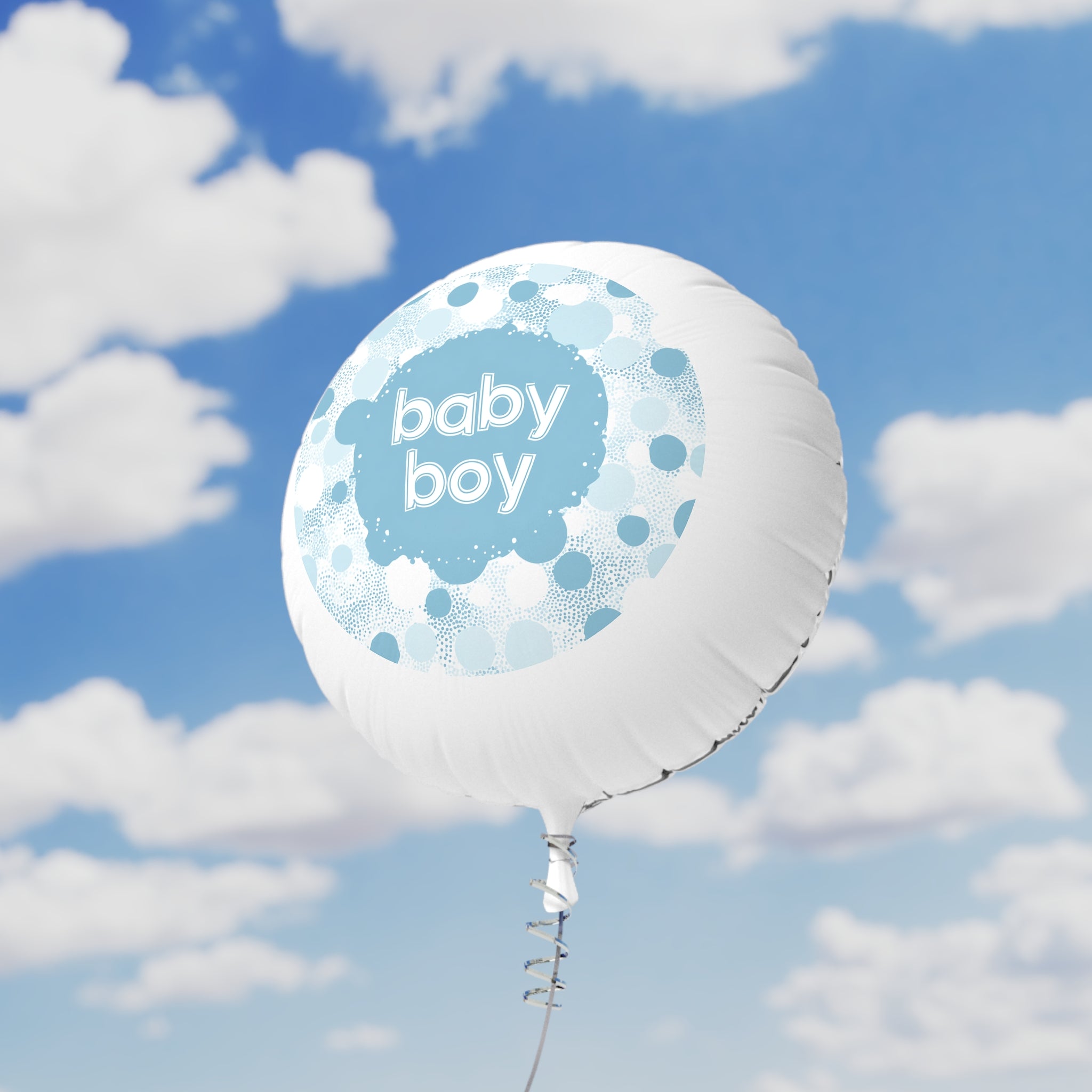 Baby Boy Mylar Helium Balloon — Blue Polka Dot Gender Reveal & Baby Shower Decoration