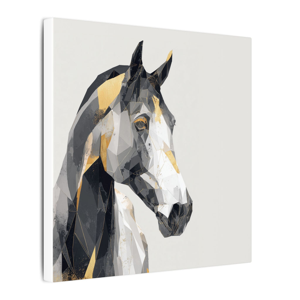 Geometric Equine Elegance: Polygonal Horse Portrait, Modern Digital Art, Metallic Cubist Interpretation   |  Personalized & Custom Orders