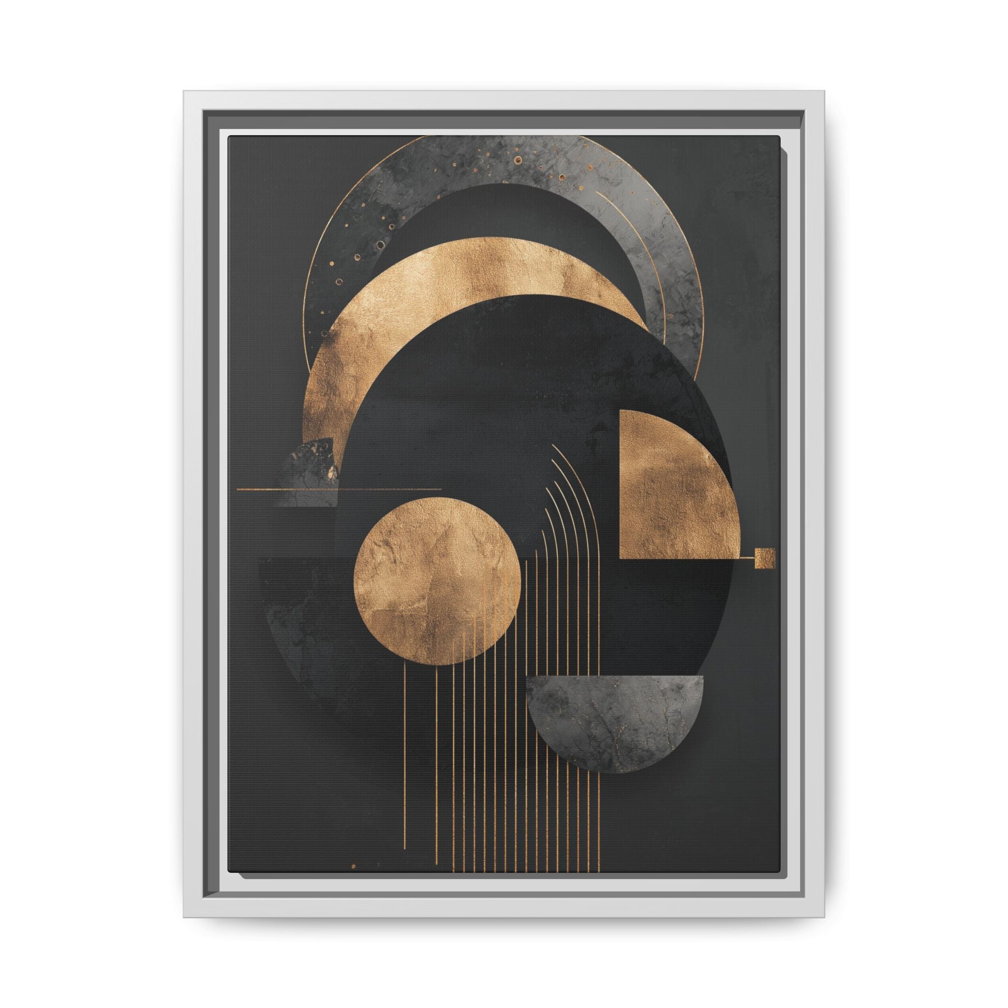 Geometric Resonance: Abstract Gold and Black Design, Minimalist Architectural Art, Modern Metallic Composition   |   Custom Orders Accepted