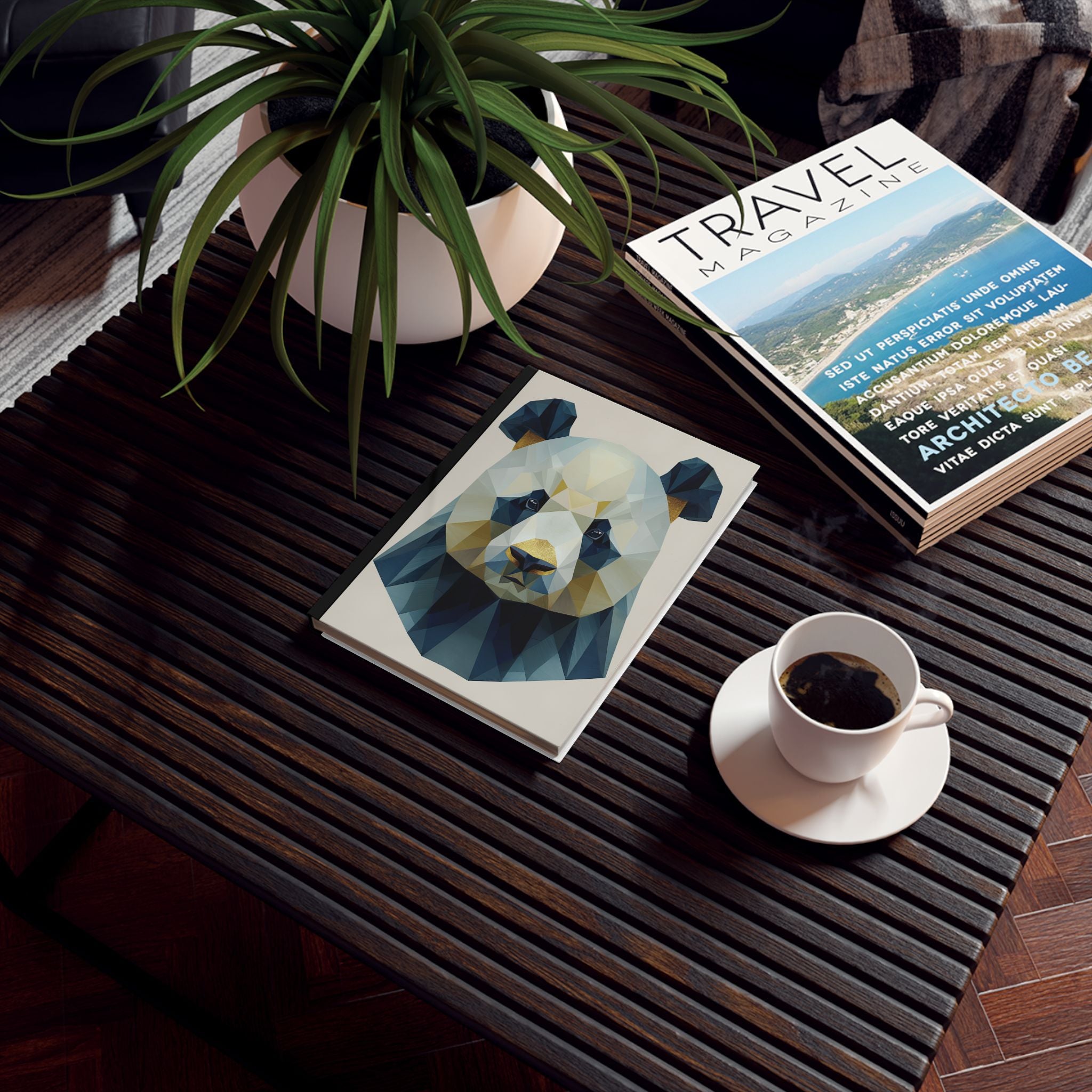 Personalized Journal    |  Geometric Wilderness: Low-Poly Bear Portrait, Abstract Animal Art, Modern Geometric Design