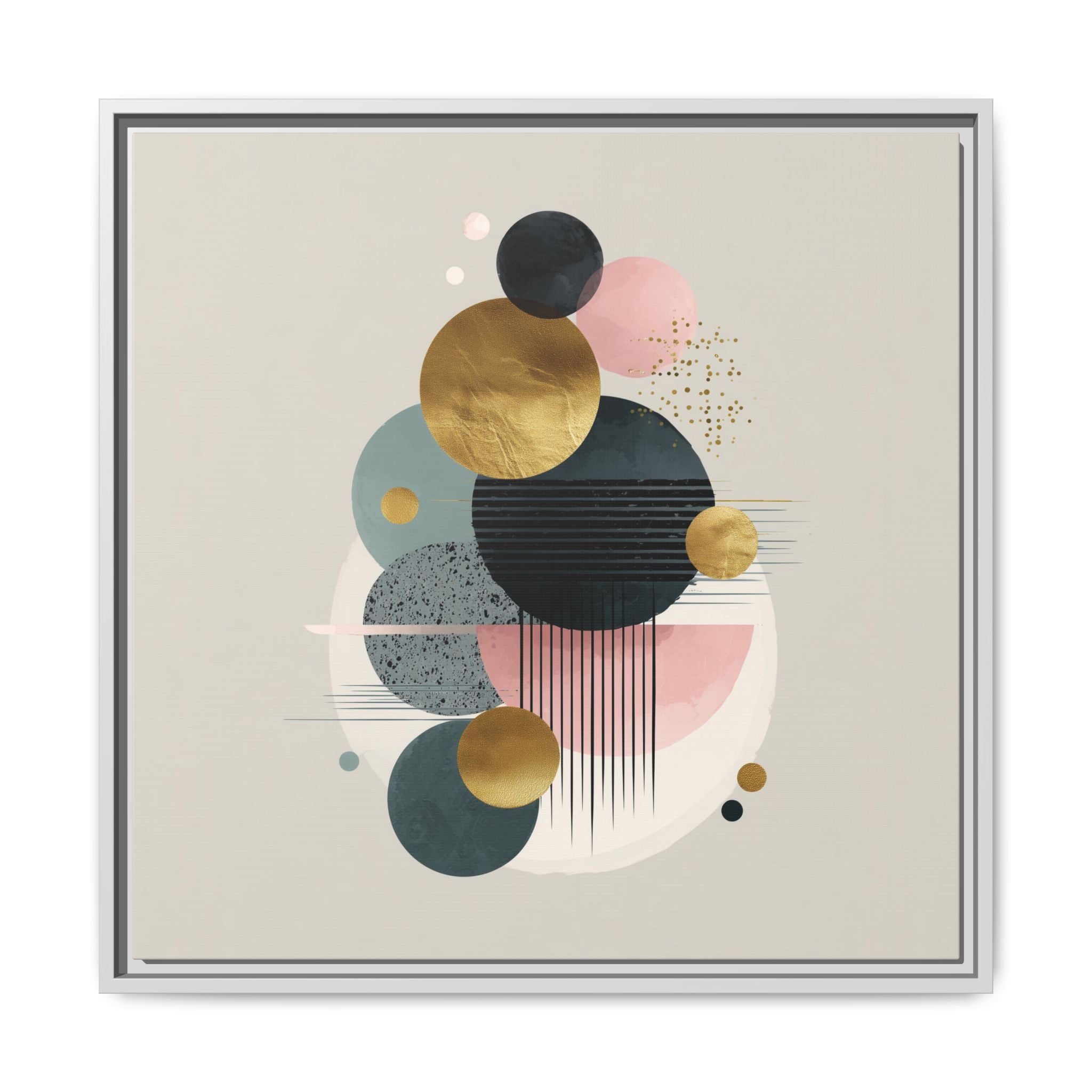 Geometric Harmony: Intersecting Circles, Mid-Century Modern Design, Abstract Metallic Composition   |   Custom Orders Accepted