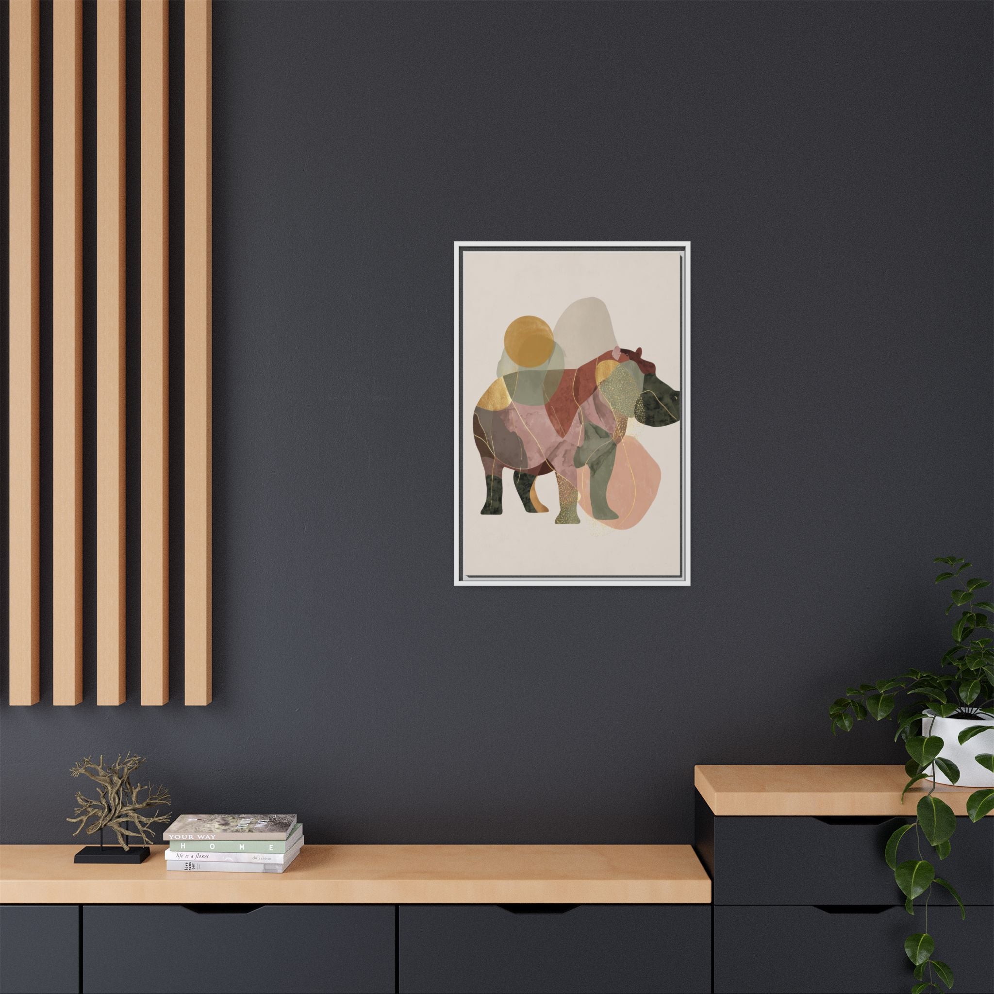 Geometric Harmony: Abstract Hippo Silhouette, Modern Minimalist Animal Art   |    Custom Orders Available