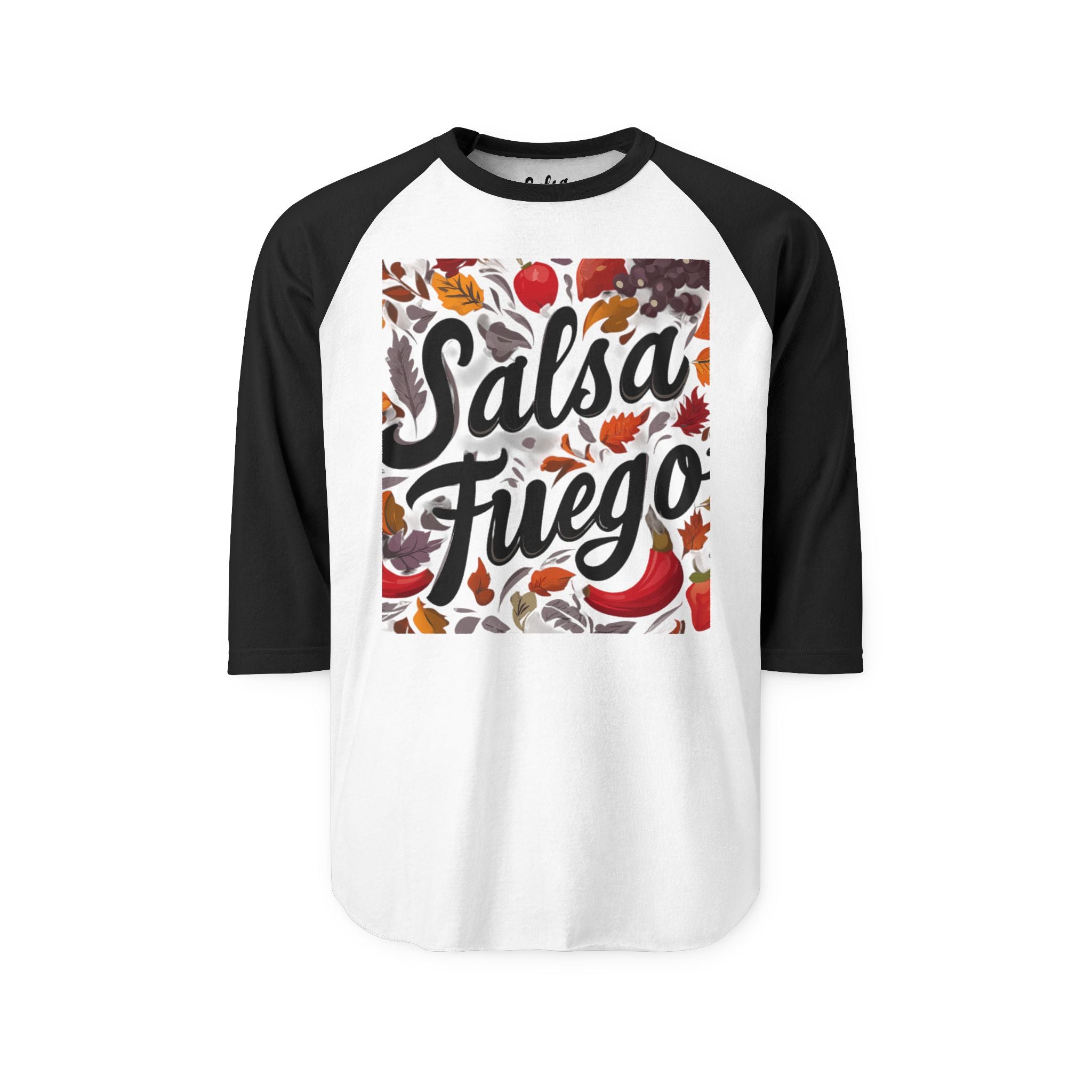 Salsa Fuego Raglan Shirt — Spicy Salsa Dancing Basebell Style Tshirt Tee