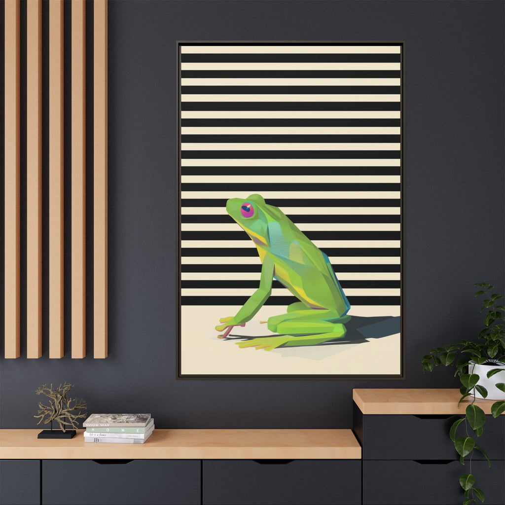 Stylized Frog Portrait Framed Print , Minimalist Pop Art Design   |  Personalized & Custom Orders Available
