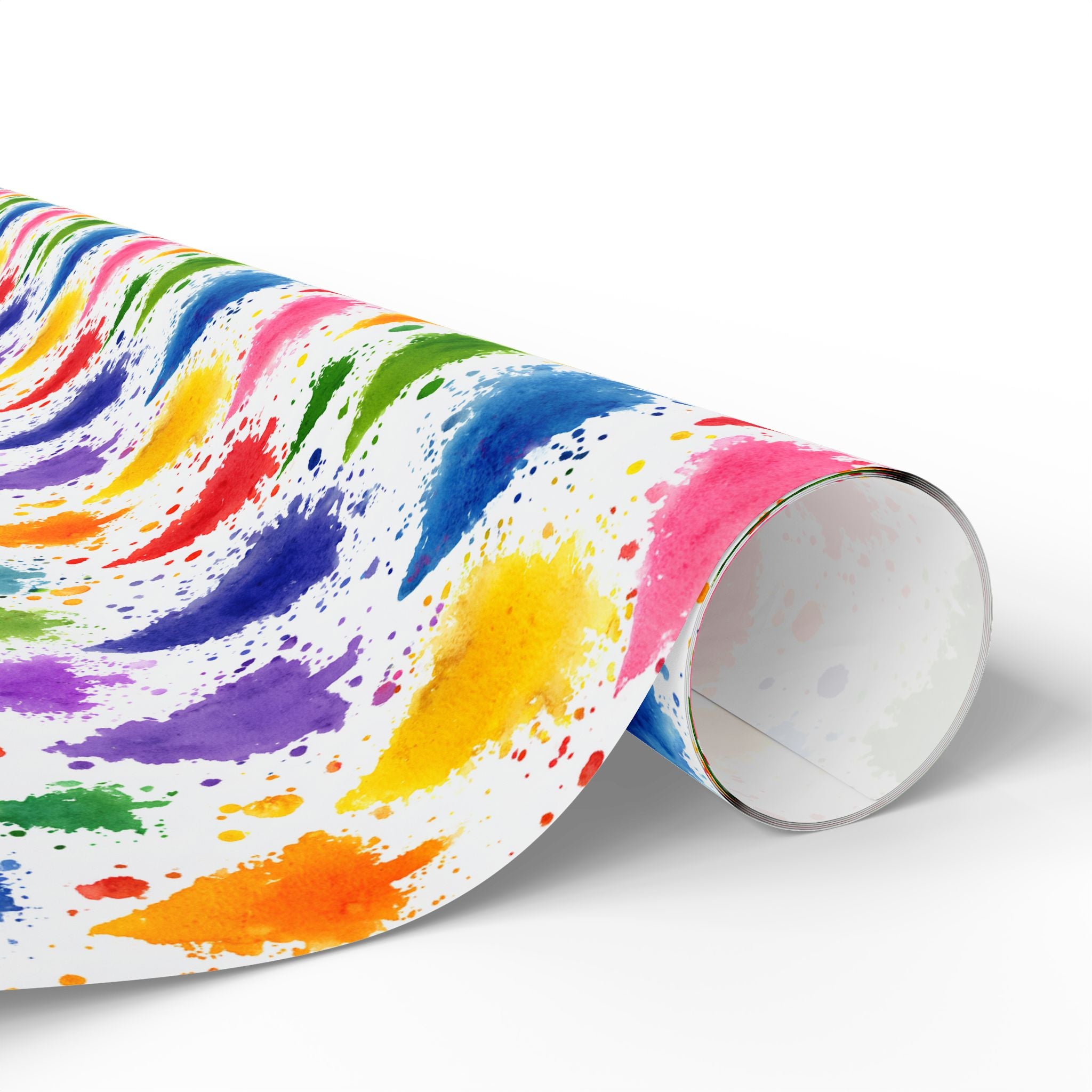 Wrapping Paper Roll — Colorful Paint Splash Gift Wrap for Birthdays & Celebrations
