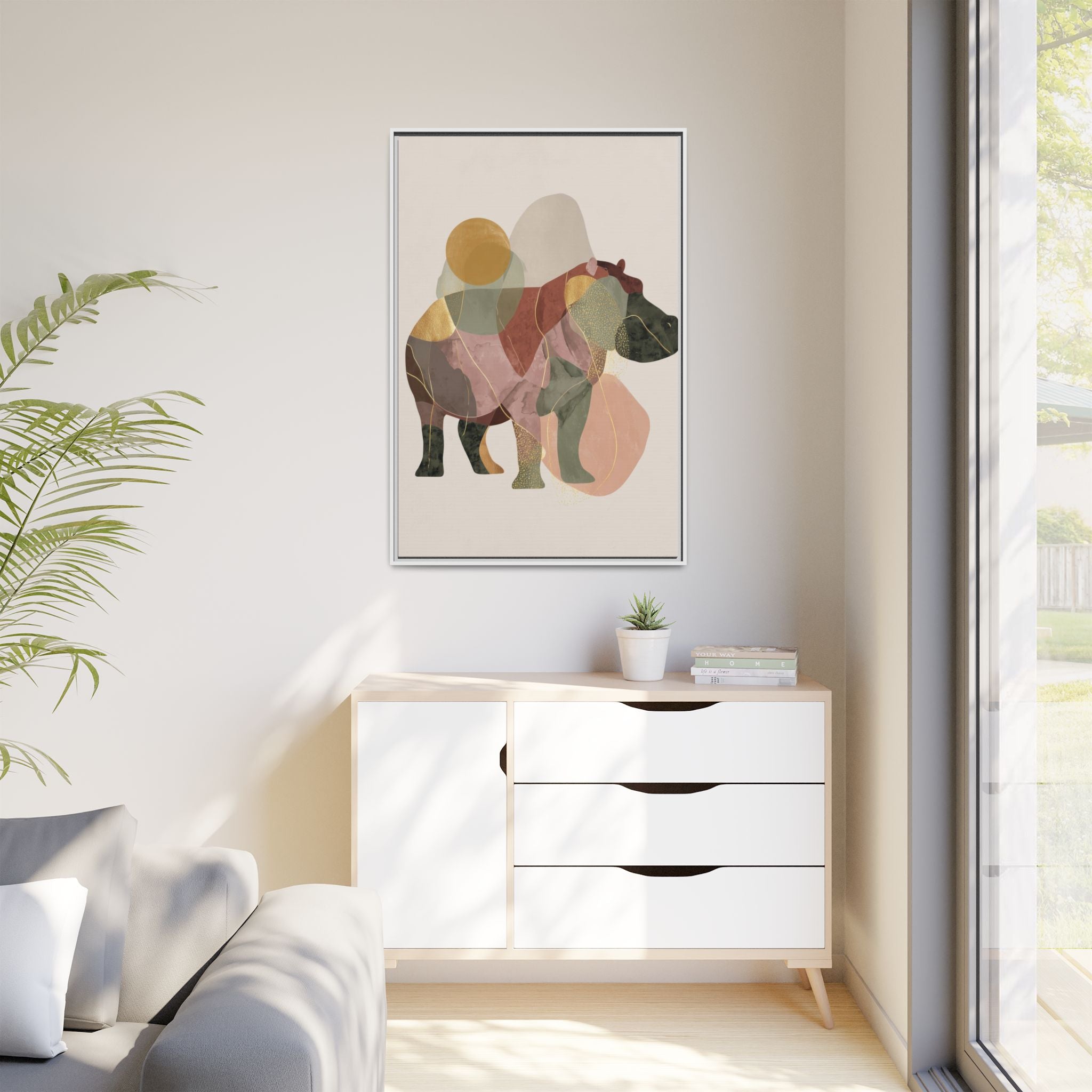Fragmented Hippopotamus: Geometric Abstract Art, Minimalist Animal Portrait   |  Personalized & Custom Orders Available