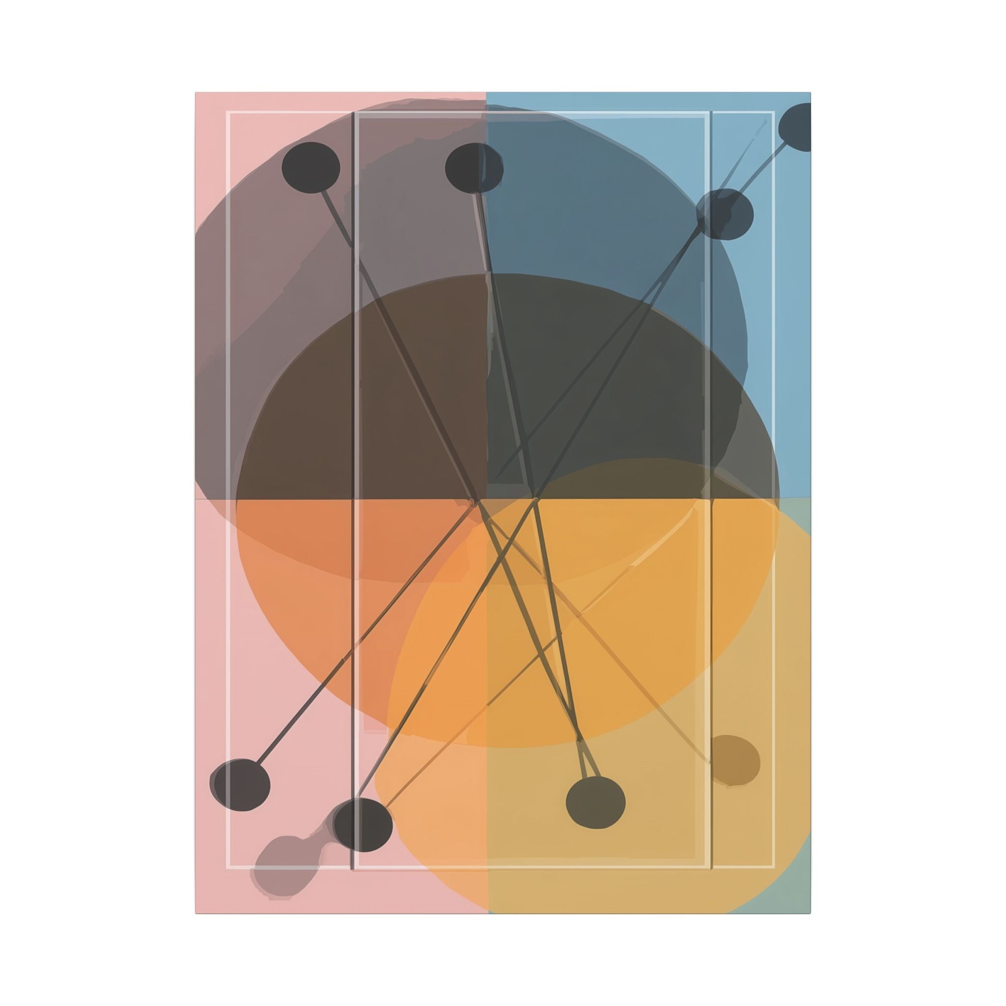 Interconnected Geometries: Pastel Circles in Motion, Mid-Century Modern Design, Abstract Bauhaus Composition   |   Custom Orders Accepted