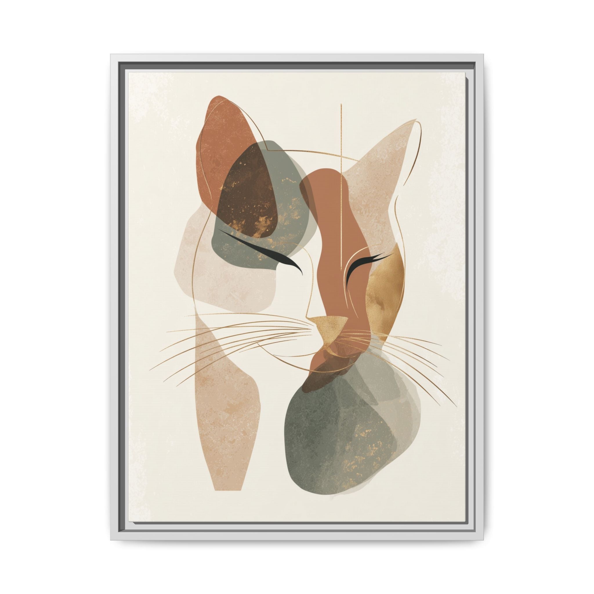 Feline Geometry: Abstract Cat Portrait, Minimalist Earth Tones   |  Personalized & Custom Orders Available