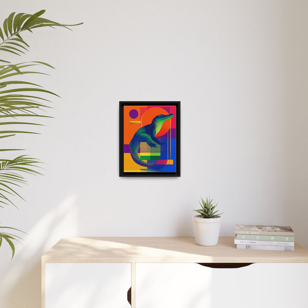 Geometric Alligator Framed Print: Pop Art Reptile, Vibrant Gradient Composition   |  Personalized & Custom Orders Available