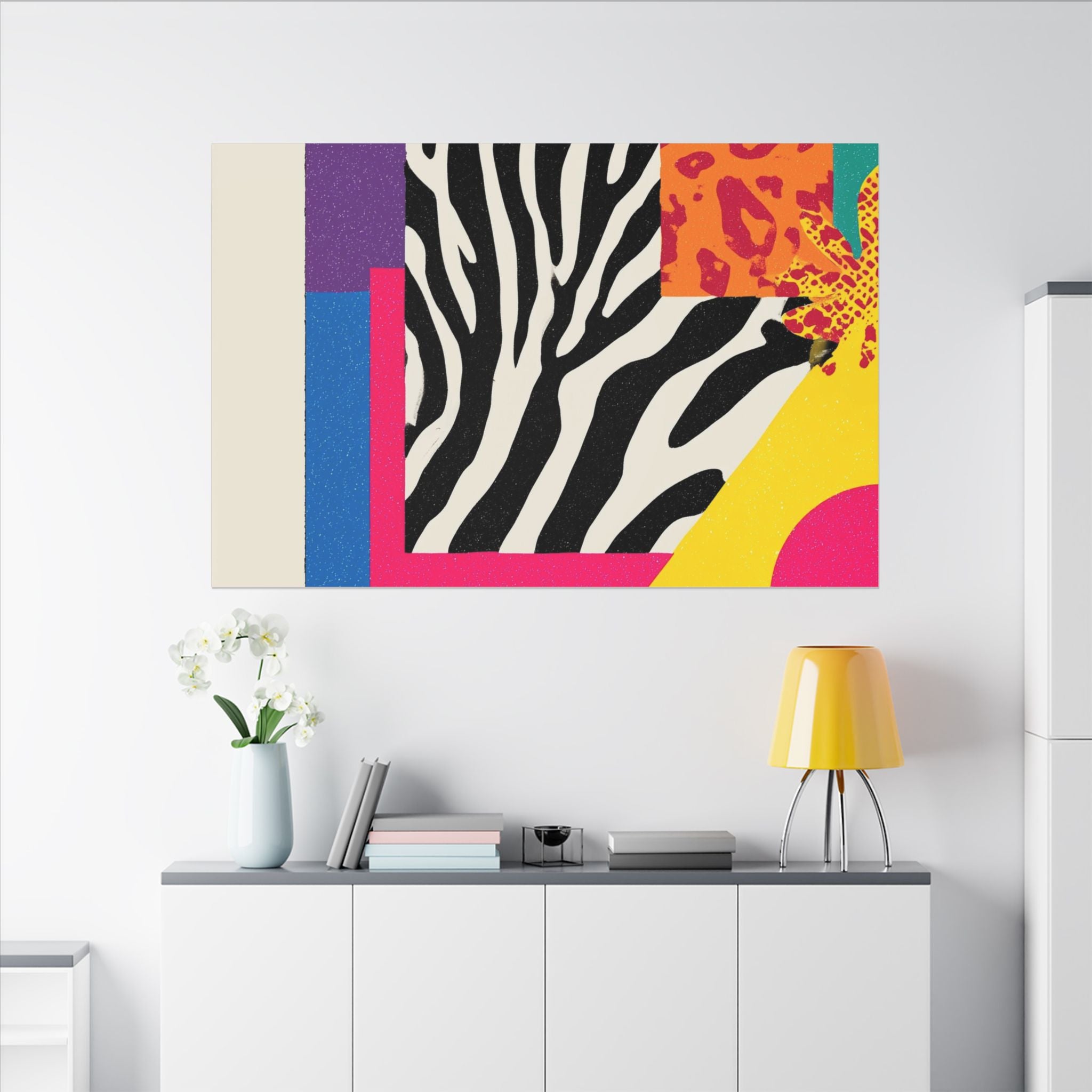 Pop Geometry: Zebra Leopard Fusion, Geometric Color Block, Modern Abstract Design   |   Custom Orders Accepted