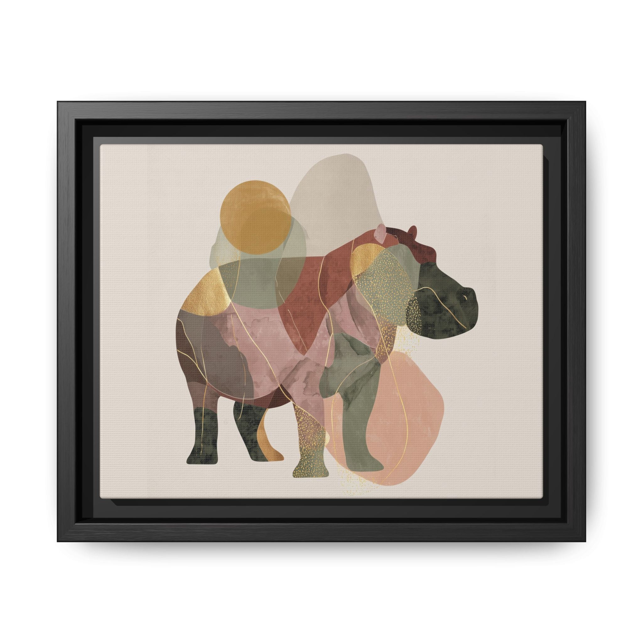 Geometric Hippo: Abstract Animal Watercolor, Modern Minimalist Composition   |    Custom Orders Available