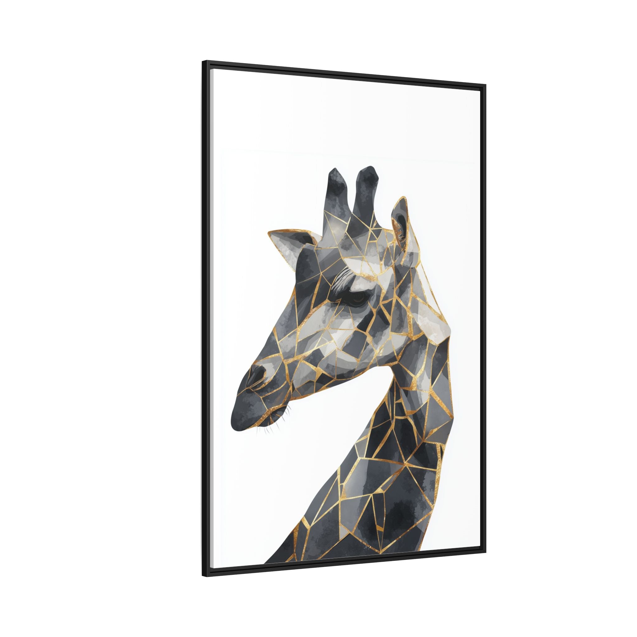 Geometric Giraffe Framed Print : Modern Mosaic Wildlife Art, Contemporary Golden Fragments   |  Personalized & Custom Orders Available
