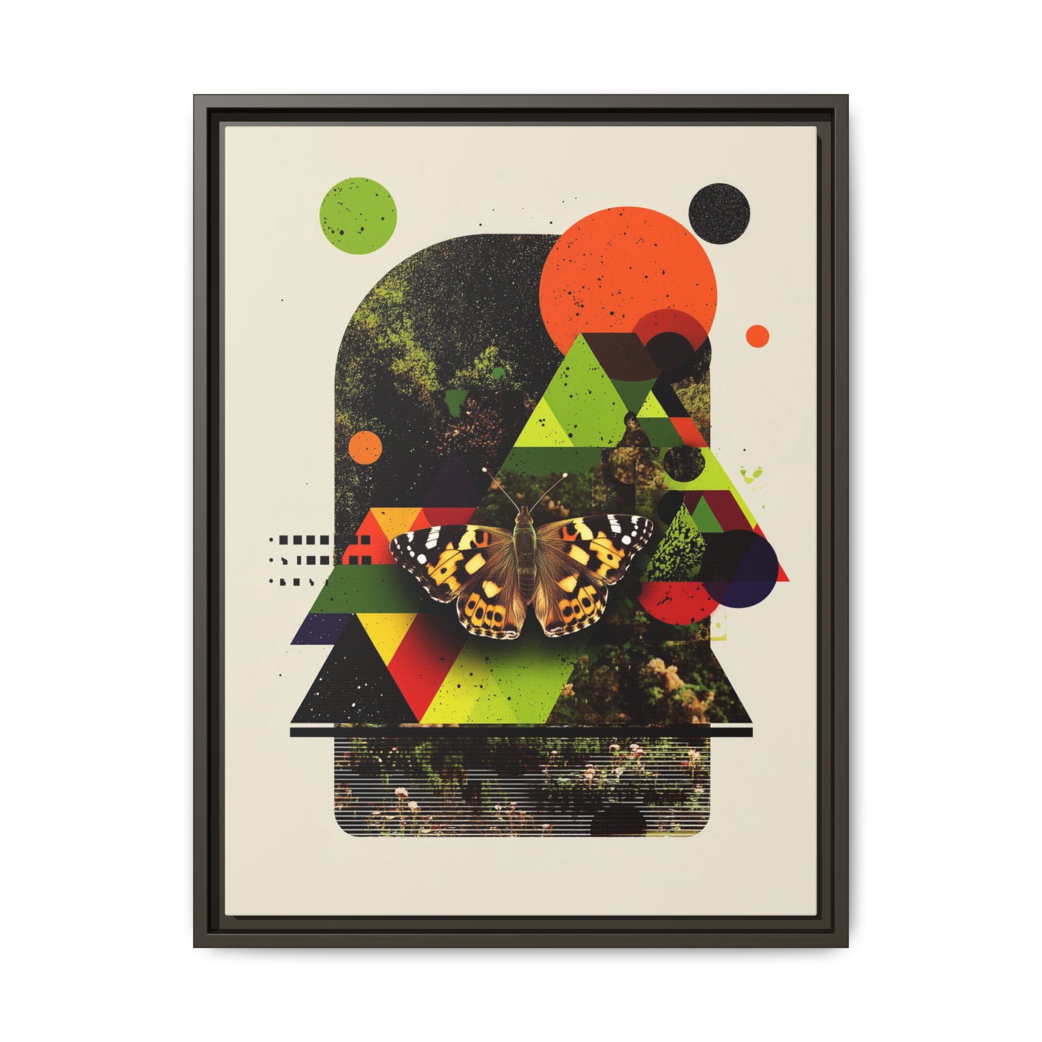 Metamorphic Geometries Framed Print: Digital Nature Collage, Butterfly Abstract Design   |   Custom Orders Available