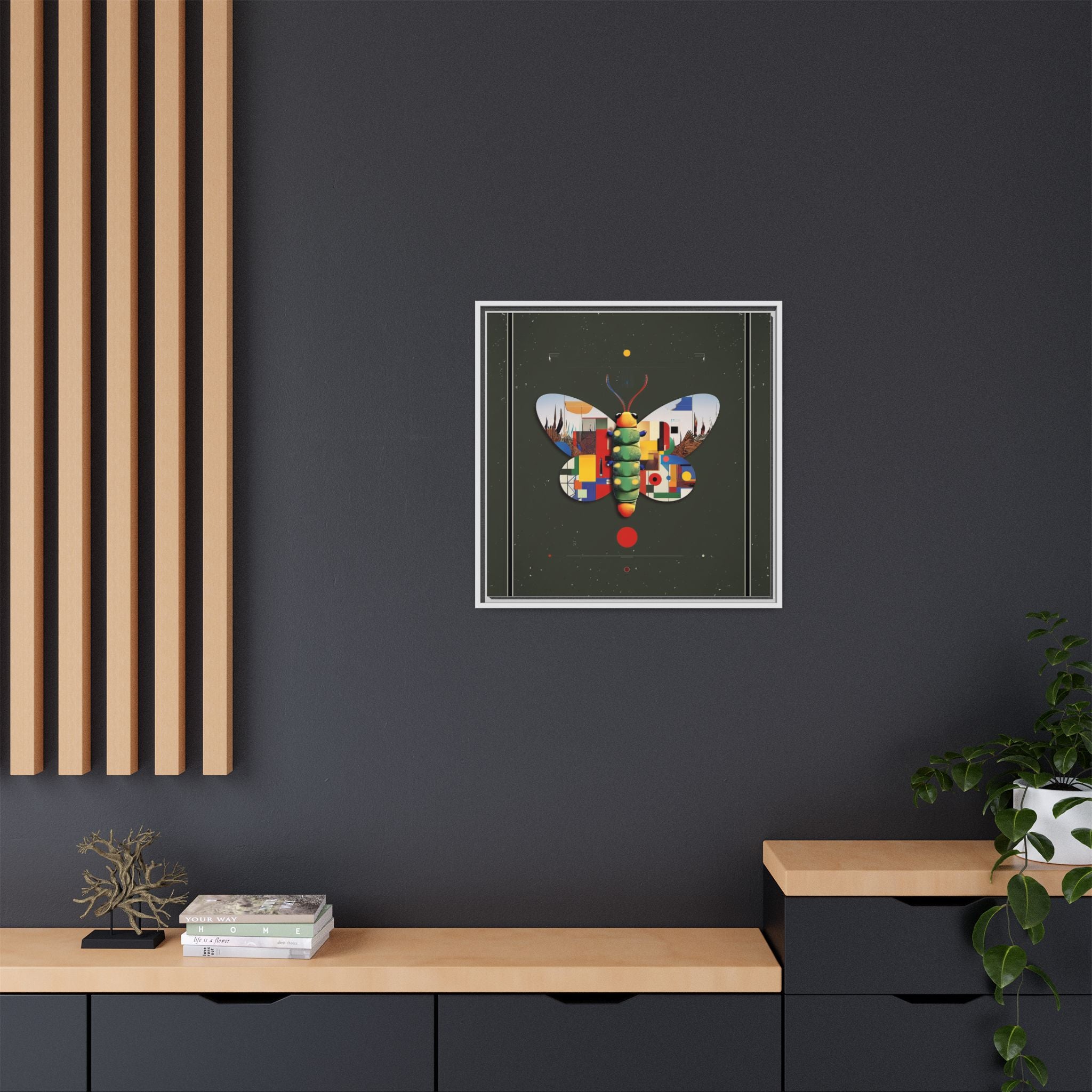 Geometric Butterfly Framed Print : Digital Cubist Interpretation, Modernist Entomological Design   |  Personalized & Custom Orders Available