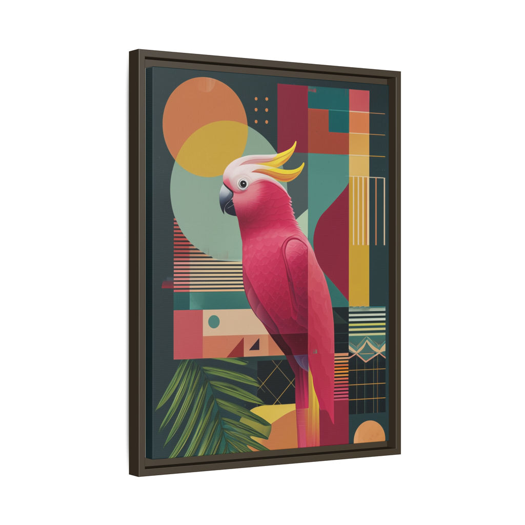 Cockatoo in Geometric Bloom: Mid-Century Modern Art, Tropical Abstract Design   |    Custom Orders Available