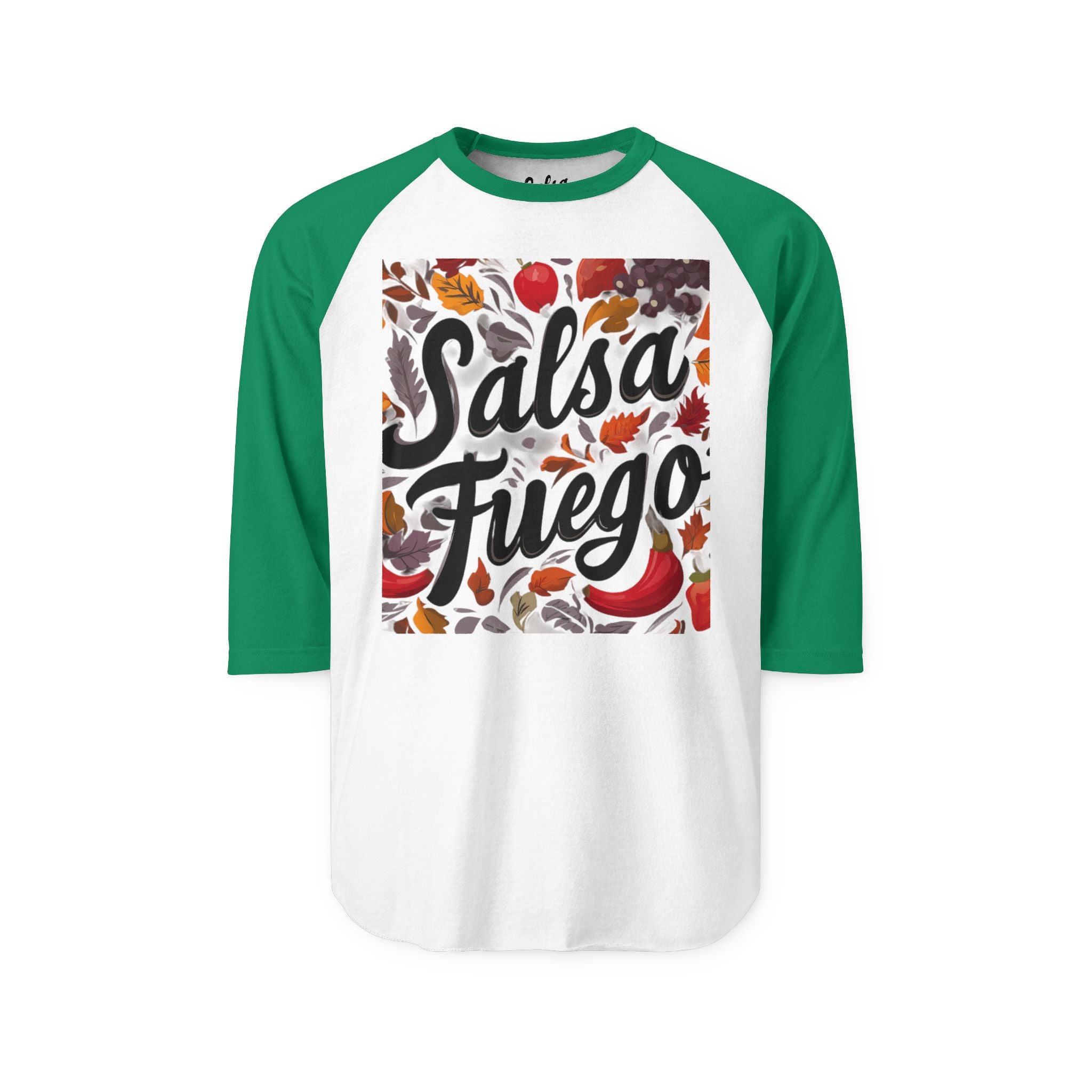 Salsa Fuego Raglan Shirt — Spicy Salsa Dancing Basebell Style Tshirt Tee