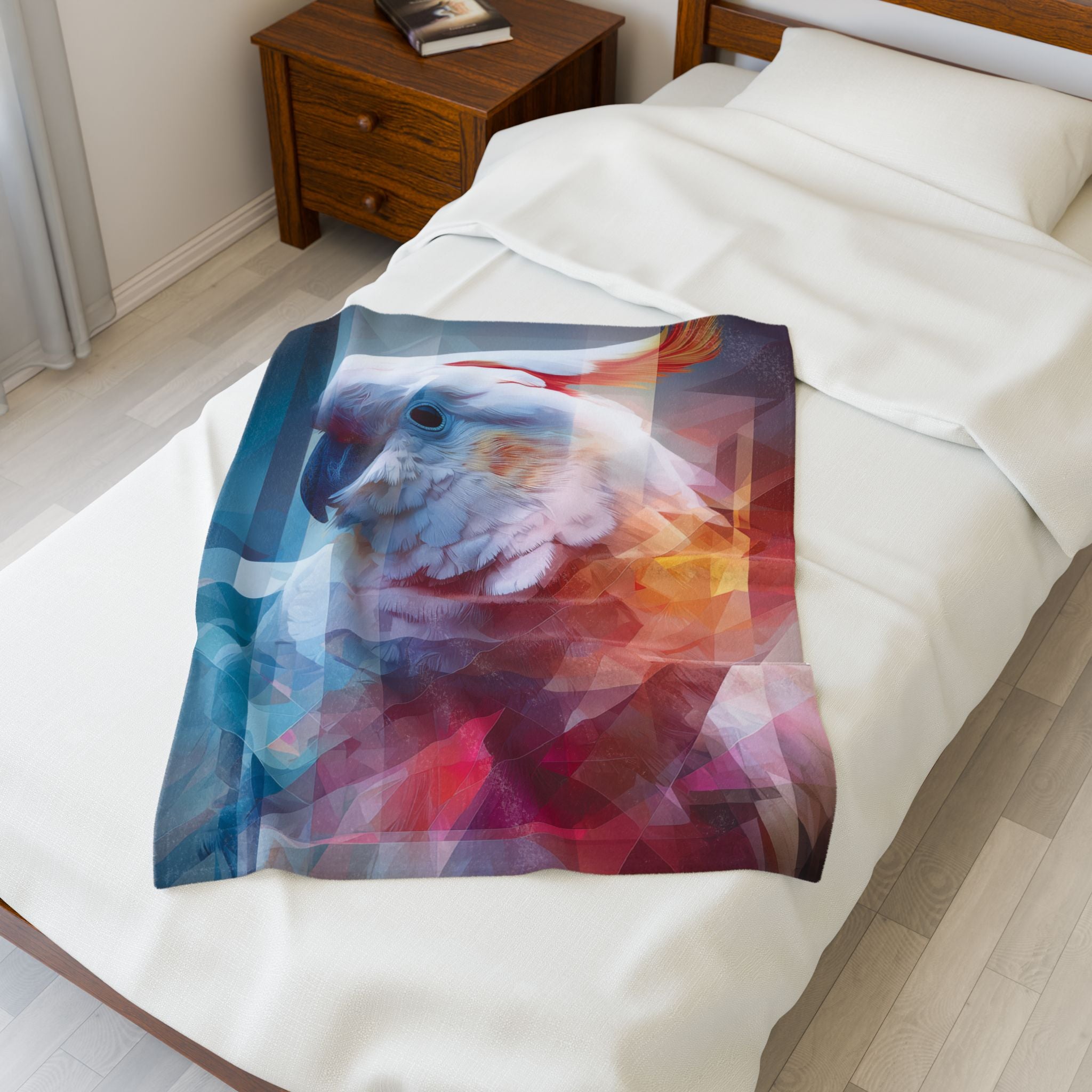 Prismatic Cockatoo Quilt Cover, Doona Cover, Duvet : Geometric Digital Wildlife,  Deconstruction Art   |    Custom Orders Available