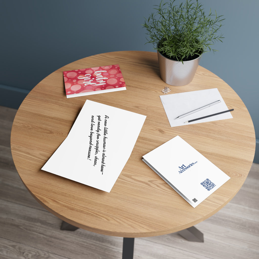 Baby Girl Greeting Card — Pink Bokeh Newborn Congratulations Card