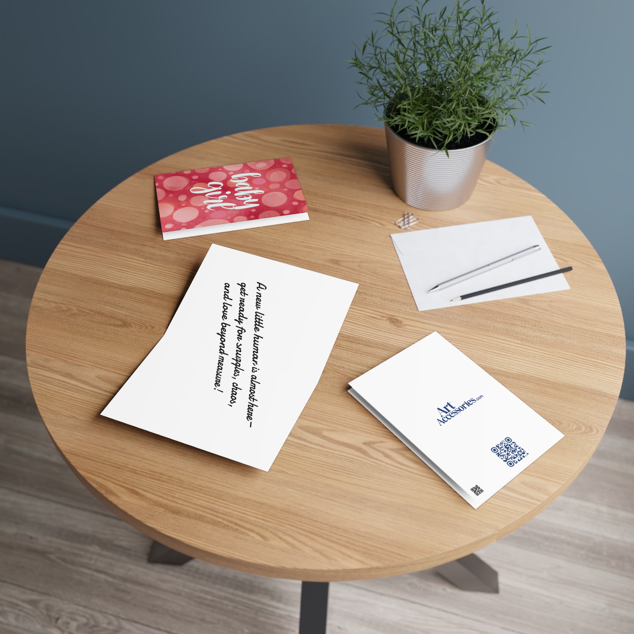 Baby Girl Greeting Card — Pink Bokeh Newborn Congratulations Card