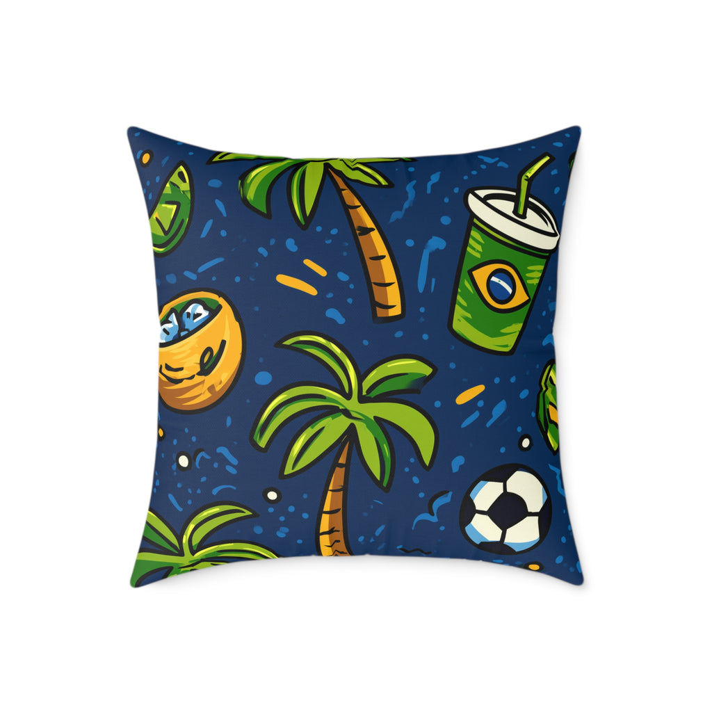 Brazil-Themed Square Poly Canvas Pillow, Boho Decorative Cushion, Living Room Accent, Gift for Nature Lovers, Eco-Friendly [...]