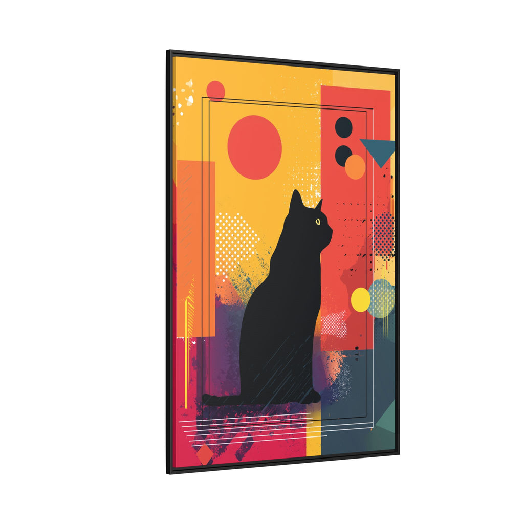 Feline Geometry Framed Print: Abstract Cat Silhouette, Retro Digital Design   |  Personalized & Custom Orders Available