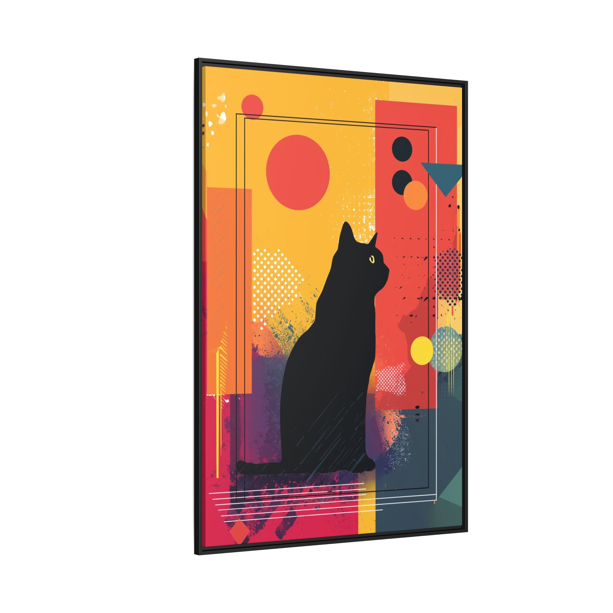 Feline Geometry Framed Print: Abstract Cat Silhouette, Retro Digital Design   |  Personalized & Custom Orders Available