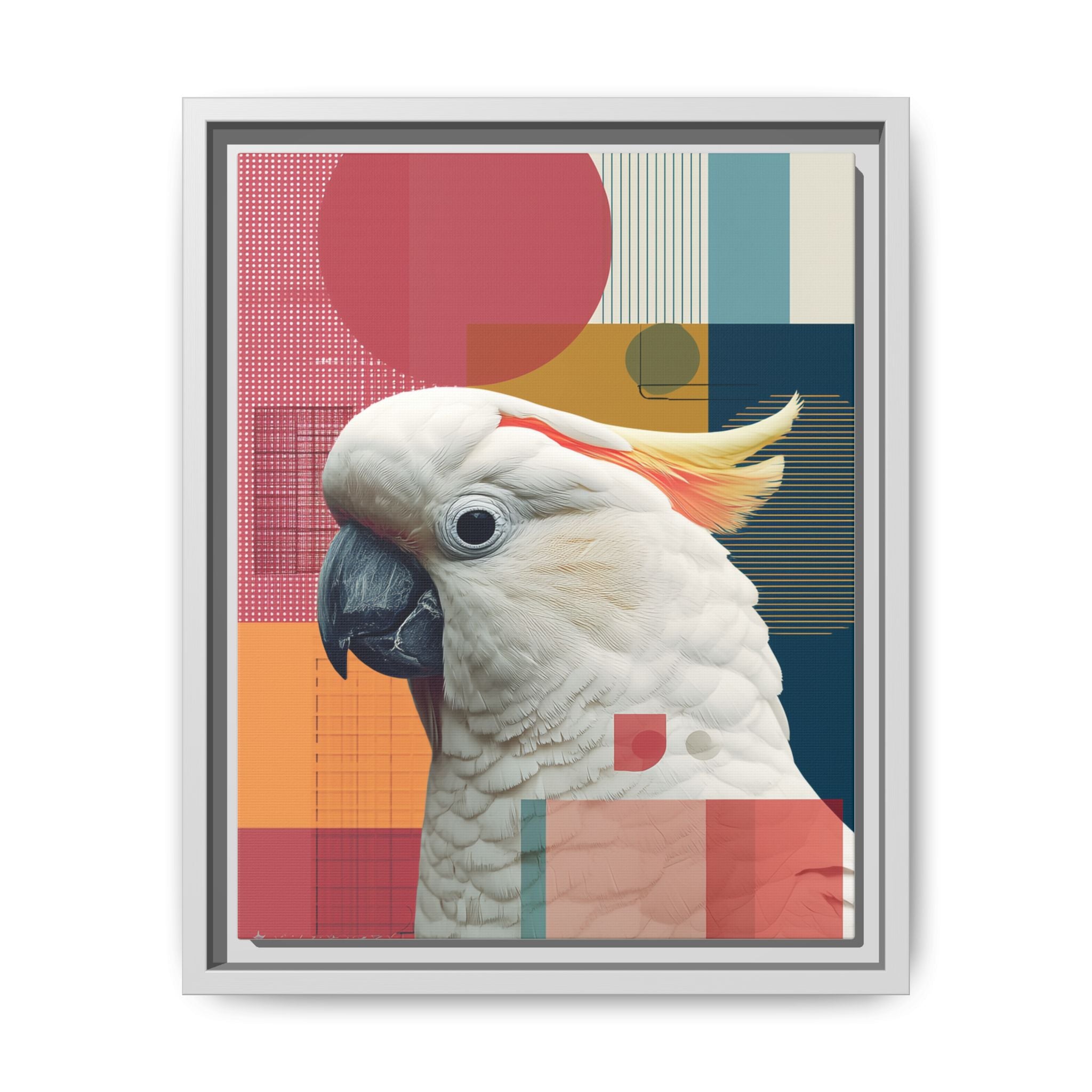 Cockatoo in Geometry: Mid-Century Modern Wildlife Art, Photorealistic Nature Print   |    Custom Orders Available