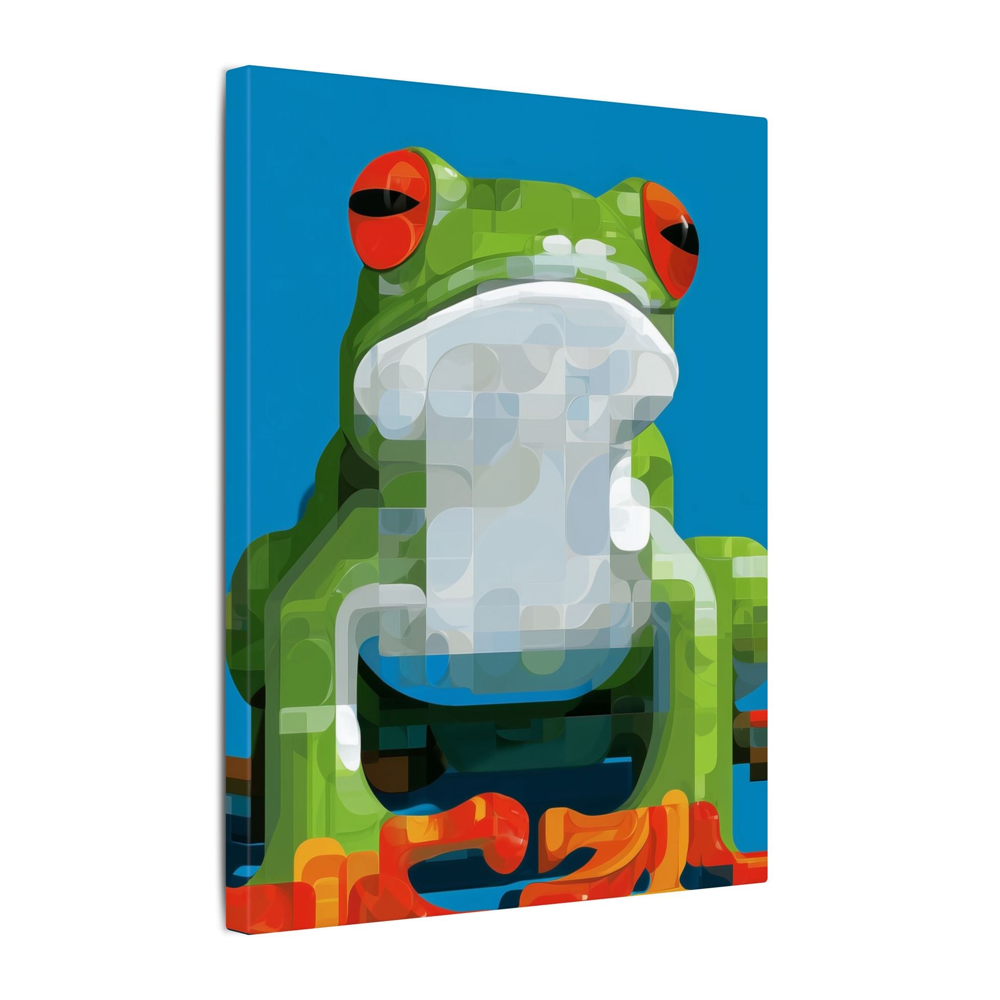 Pixelated Amphibian: Geometric Frog Design, Digital Mosaic Art   |    Custom Orders Available