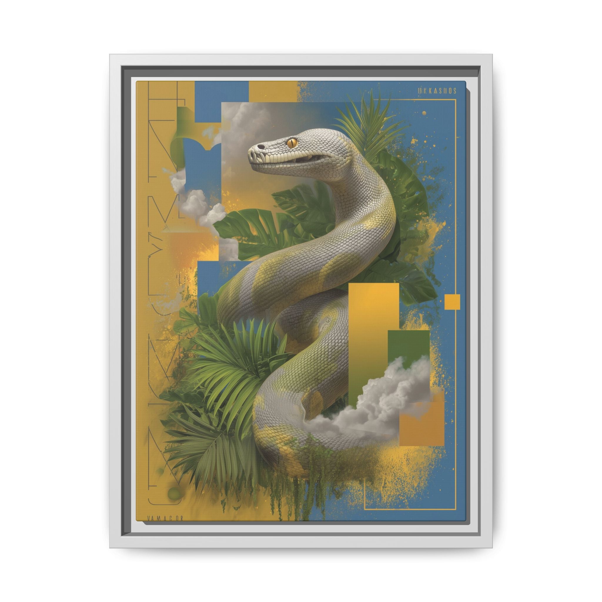 Serpent's Geometry: Tropical Jungle Fusion, Digital Surrealist Composition   |  Personalized & Custom Orders Available