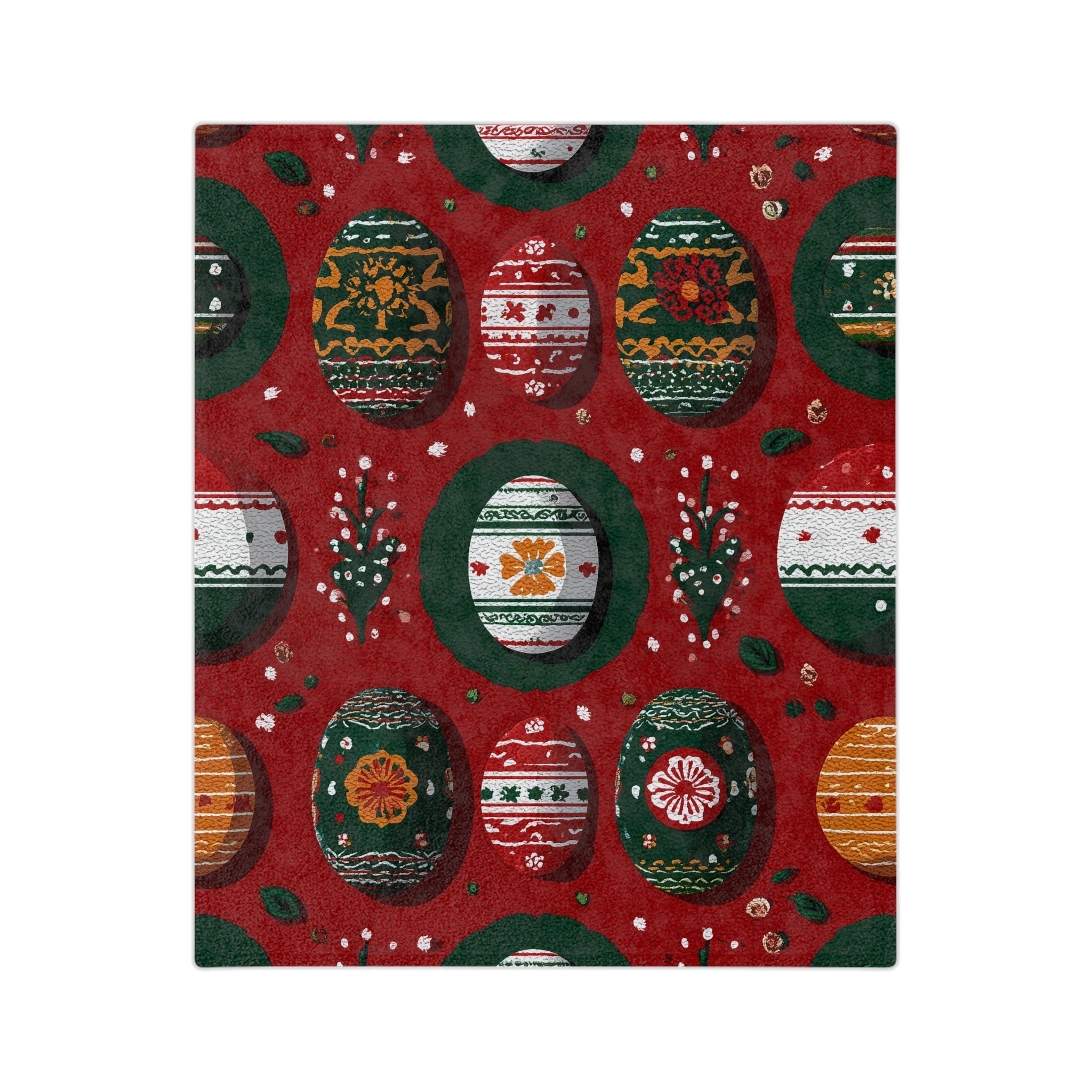 Christmas Egg Pattern Cozy Blanket Doona Cover, Duvet, Quilt, Soft Throw for Holiday Decor, Christmas Gift
