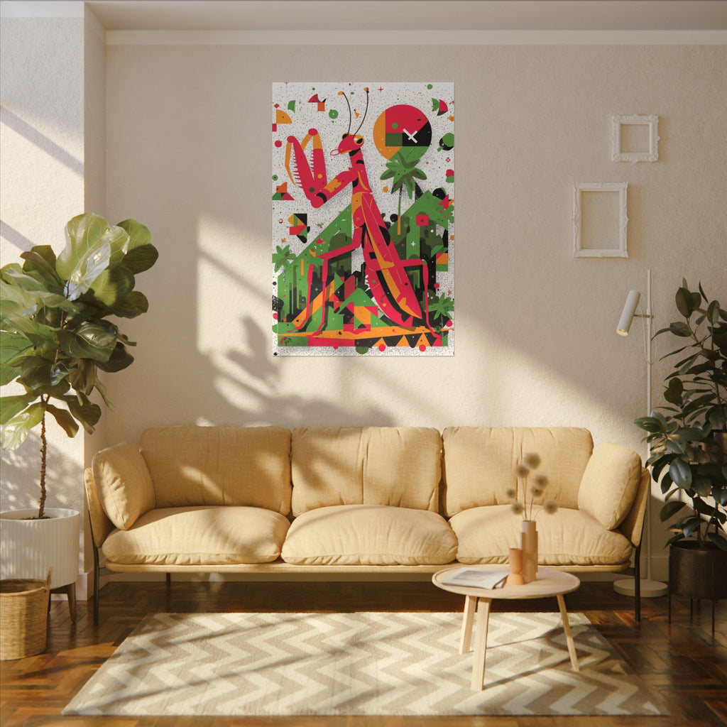 Geometric Praying Mantis: Cubist Insect Landscape, Digital Abstract Composition   |    Custom Orders Available