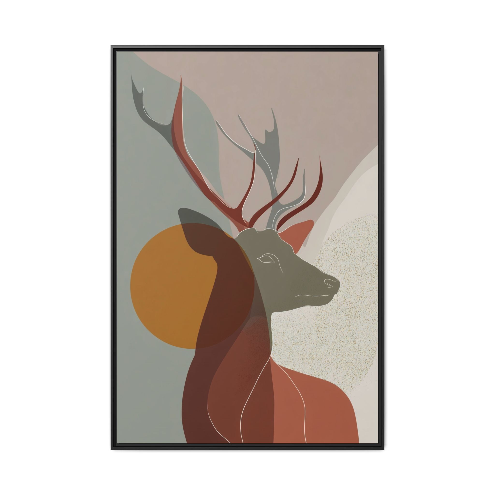 Rustic Reverie Framed Print : Minimalist Deer Profile, Contemporary Graphic Art Print   |  Personalized & Custom Orders Available