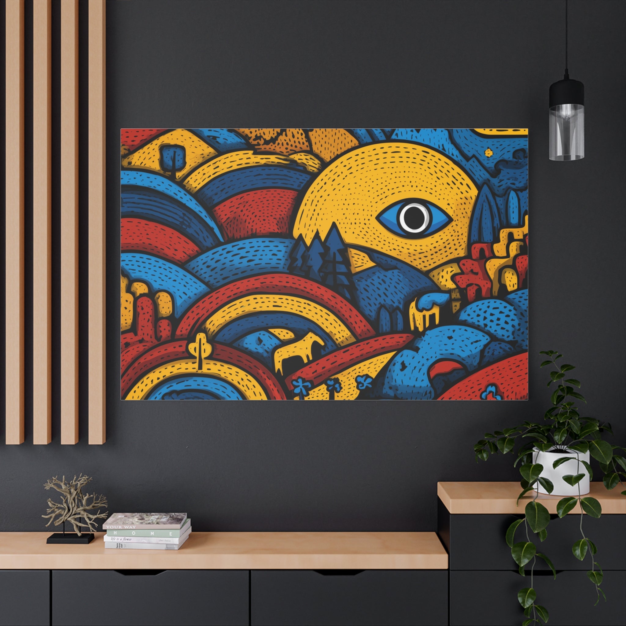 Colorful Landscape Canvas Artwork, Abstract Wall Decor, Home Wall Art, Boho Decor, Eye-catching Art for Living Room