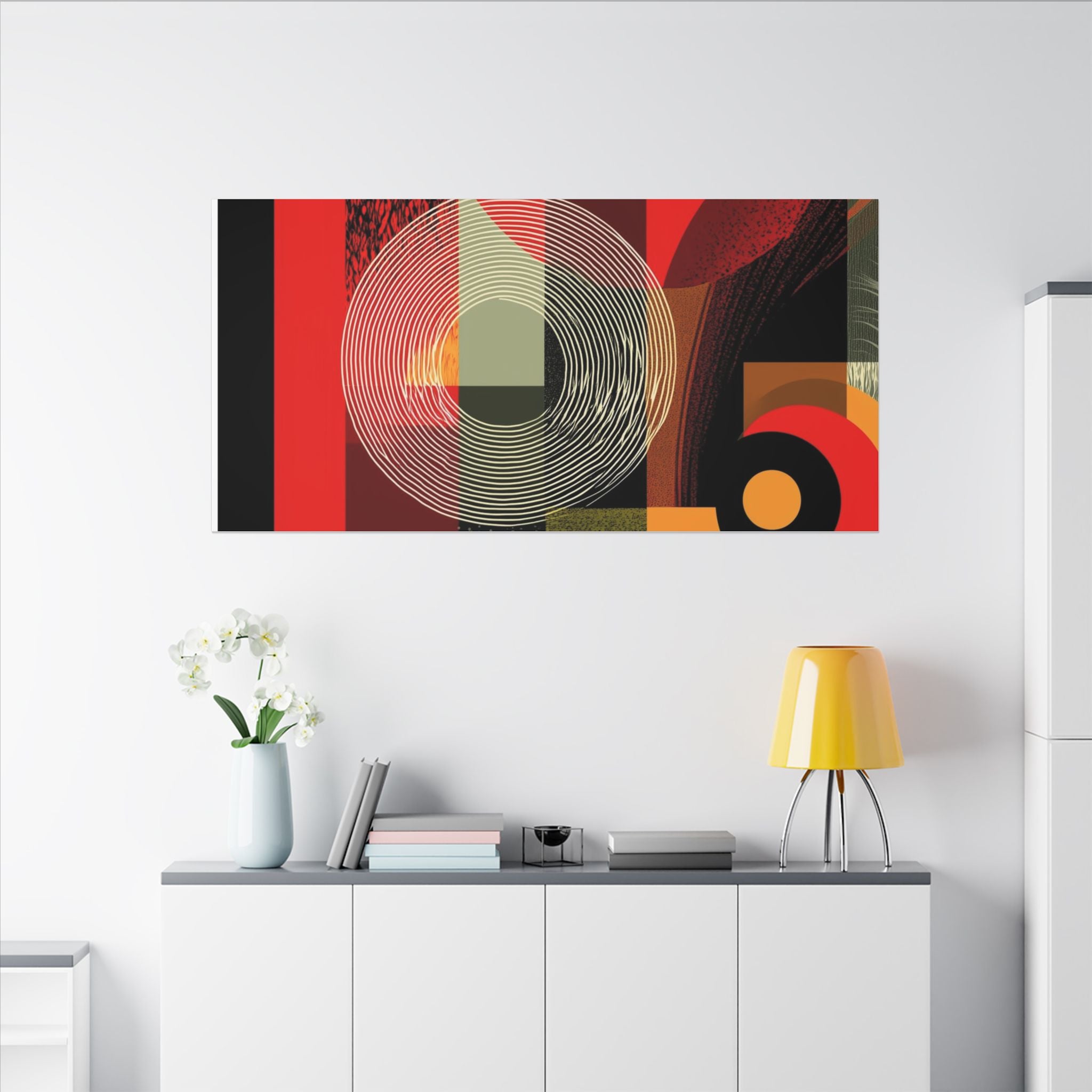 Geometric Convergence: Mid-Century Modern Abstract, Constructivist Design Principles, Bold Chromatic Composition   |   Custom Orders