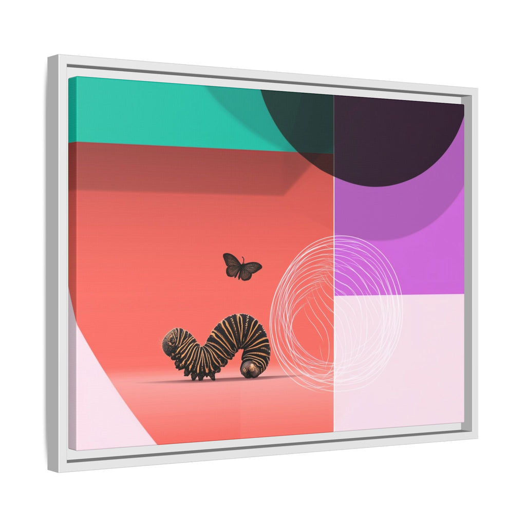 Striped Caterpillar and Butterfly Framed Print , Mid-Century Modern Color Blocks   |  Personalized & Custom Orders Available