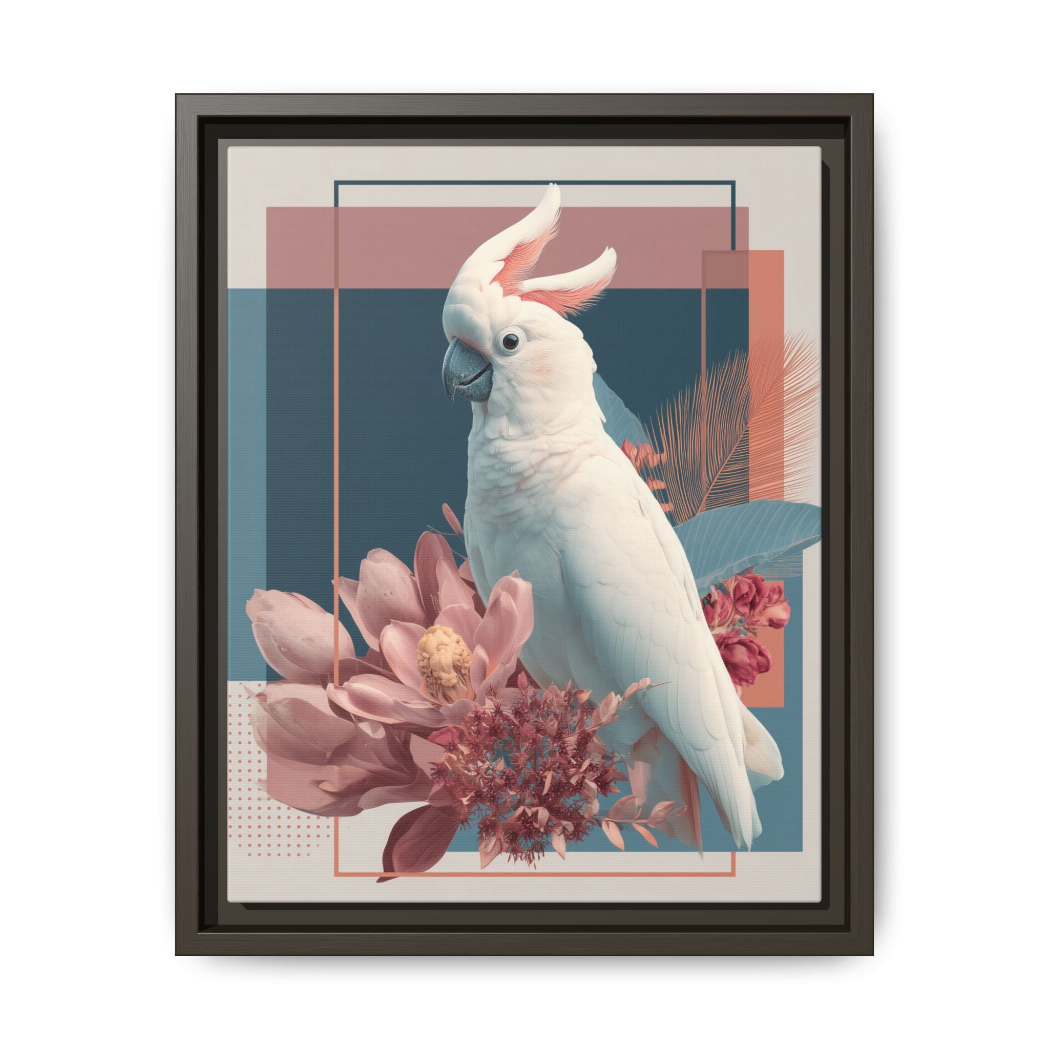 Cockatoo Geometric Framed Print : Modern Wildlife Illustration, Geometric Botanical Fusion   |  Personalized & Custom Orders Available