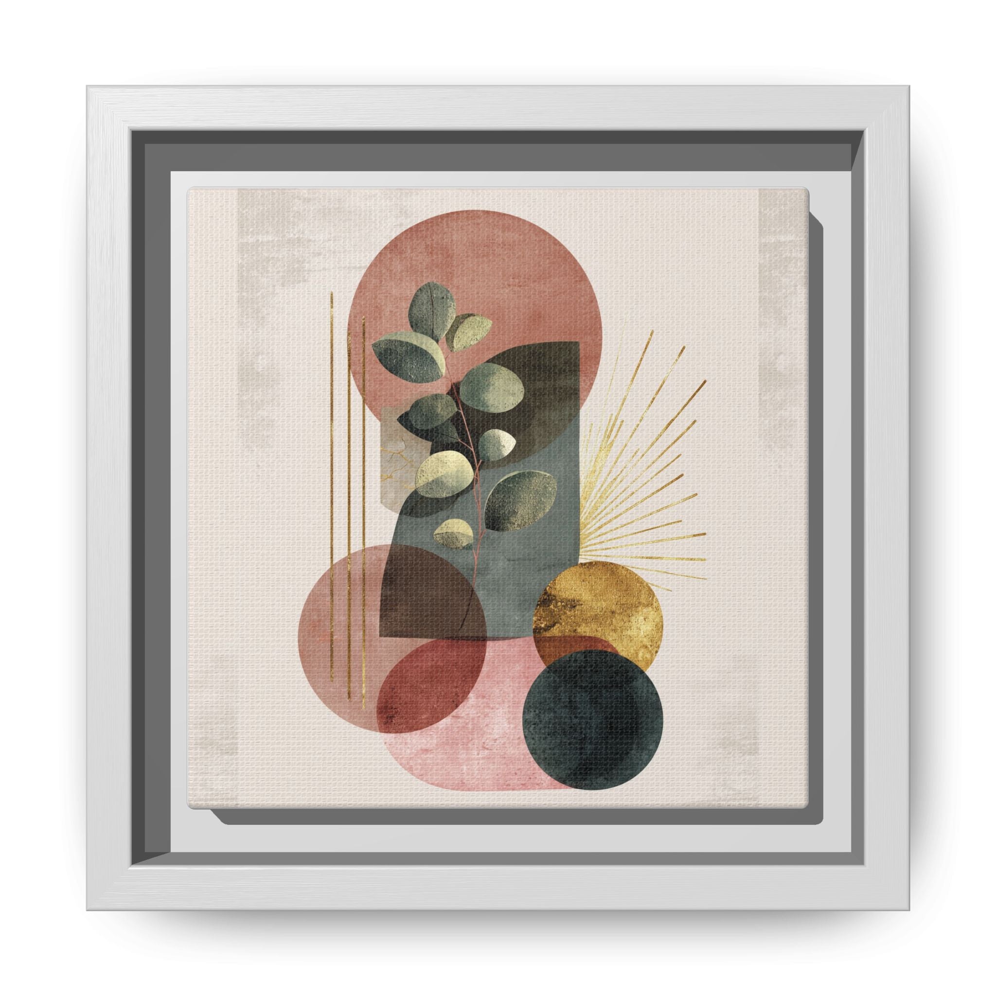 Botanical Geometric Symphony: Eucalyptus Harmony, Metallic Intersections, Modern Earth Tones   |   Custom Orders Accepted