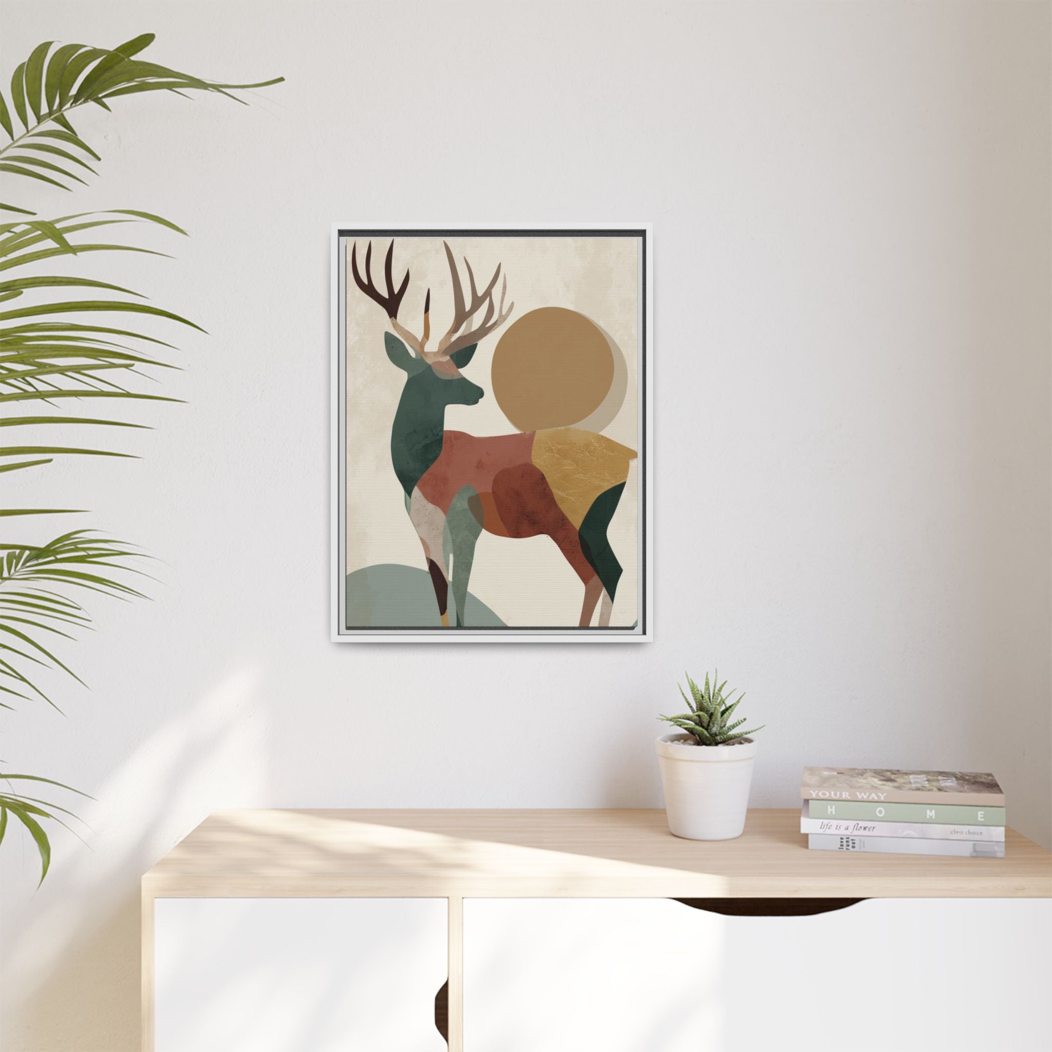 Geometric Deer Mosaic Framed Print : Modern Abstract Wildlife Art, Minimalist Nature Print   |  Personalized & Custom Orders Available