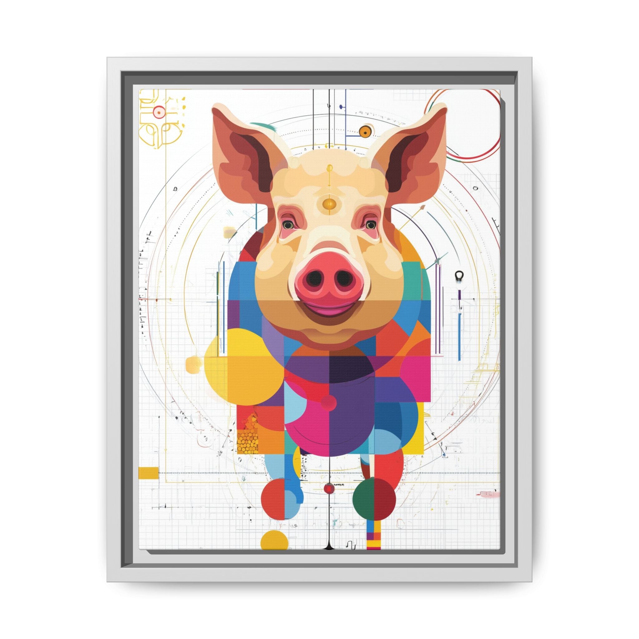 Geometric Pig: Digital Cubist Portrait, Mathematical Animal Abstraction   |    Custom Orders Available
