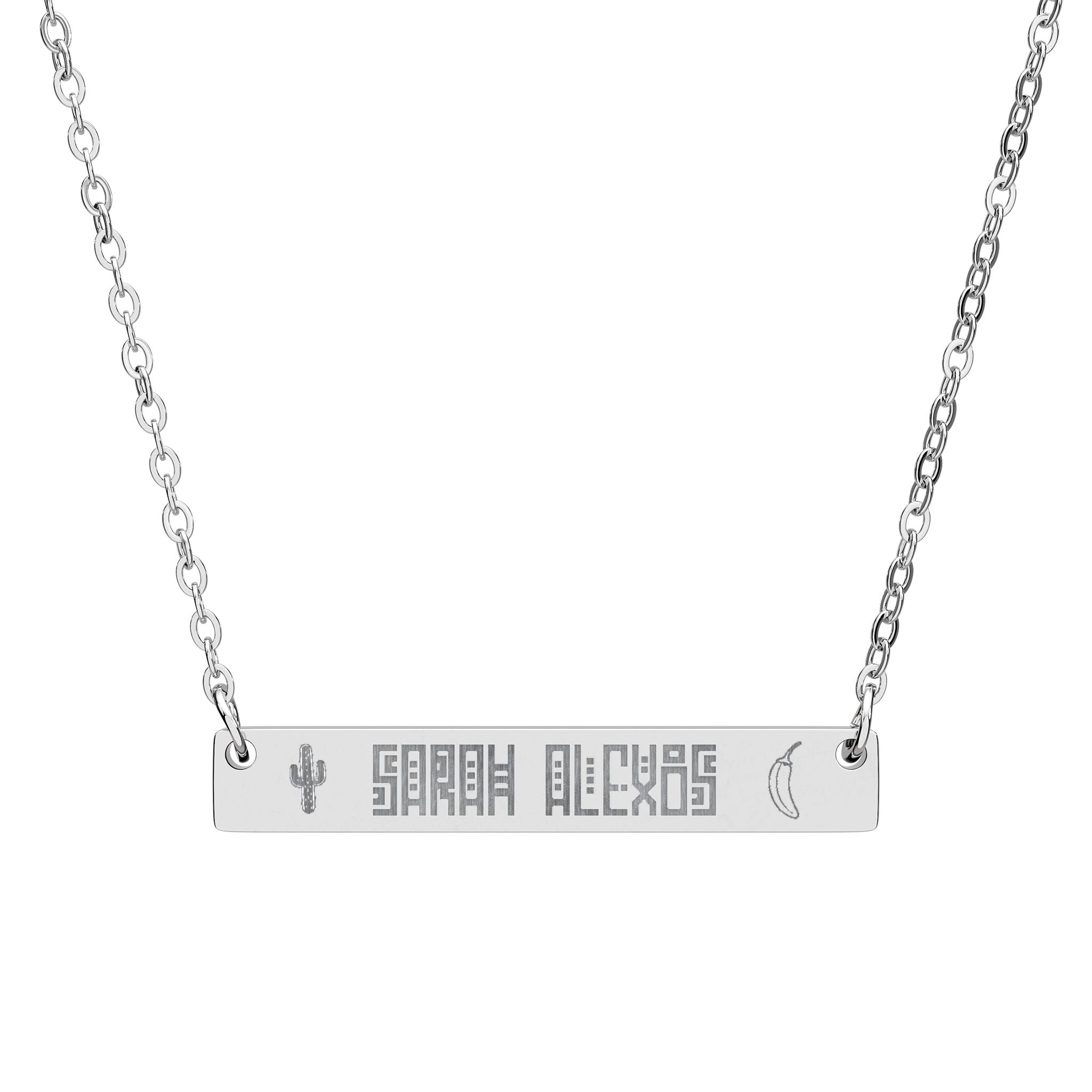 Necklace - Personalized Horizontal Mexican Bar Necklace in 5 Colors