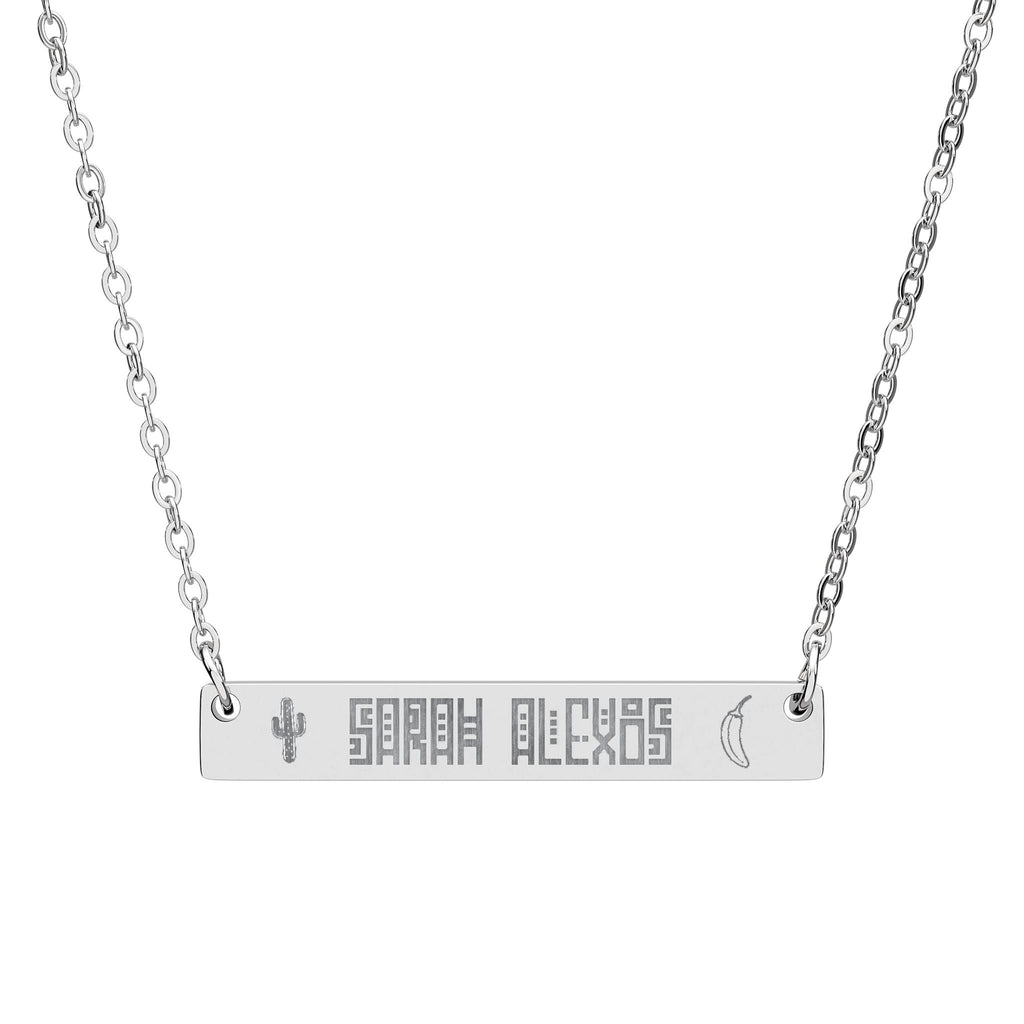 Personalized Horizontal Bar Necklace (Engraving) - Mexican Art, 5 Colours