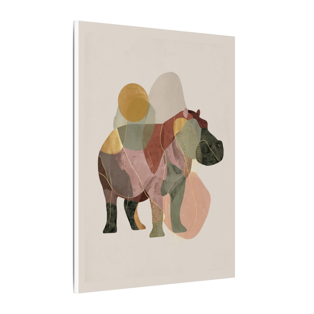 Fragmented Hippo: Geometric Abstraction, Earthy Mosaic Composition   |    Custom Orders Available