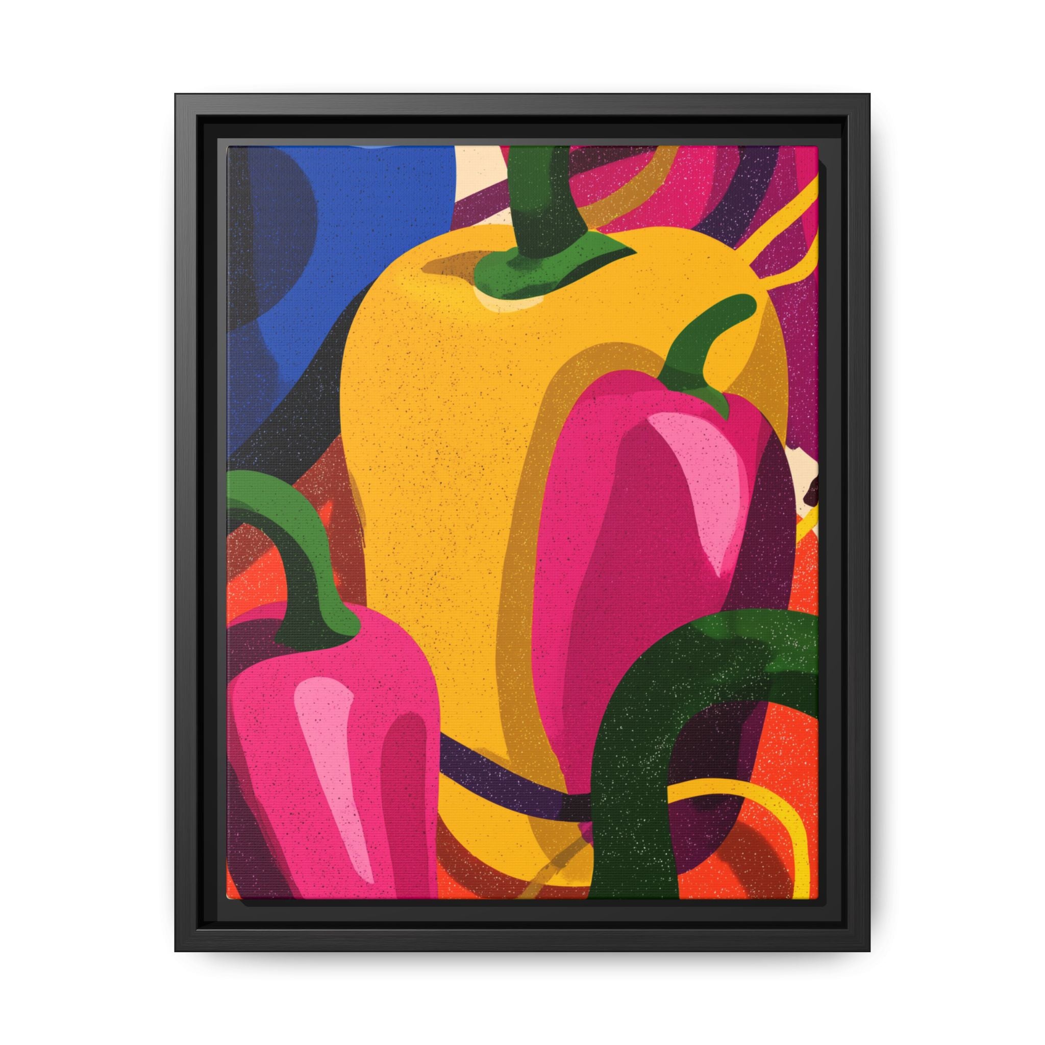 Canvas Art, Abstract Geometric Bell Peppers, Framed Wall Decor Print, Kitchen Wall Art, Modern Home Decor, Foodie Gift