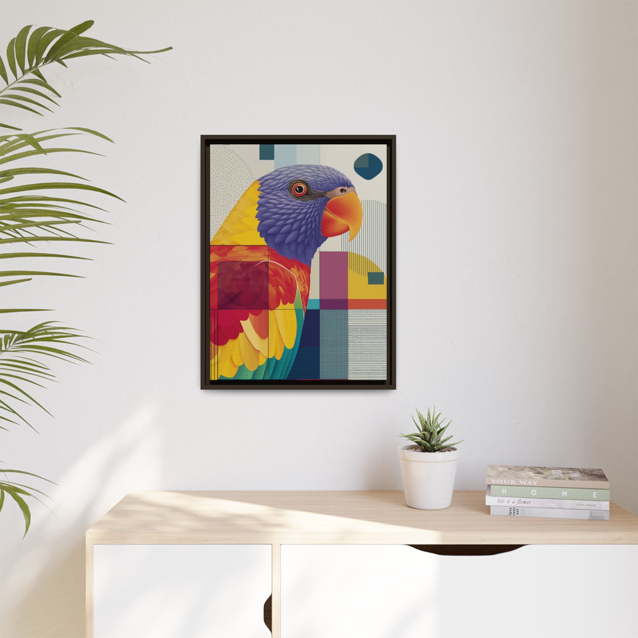 Geometric Parrot: Abstract Wildlife Art, Modern Color Block Design   |  Personalized & Custom Orders Available