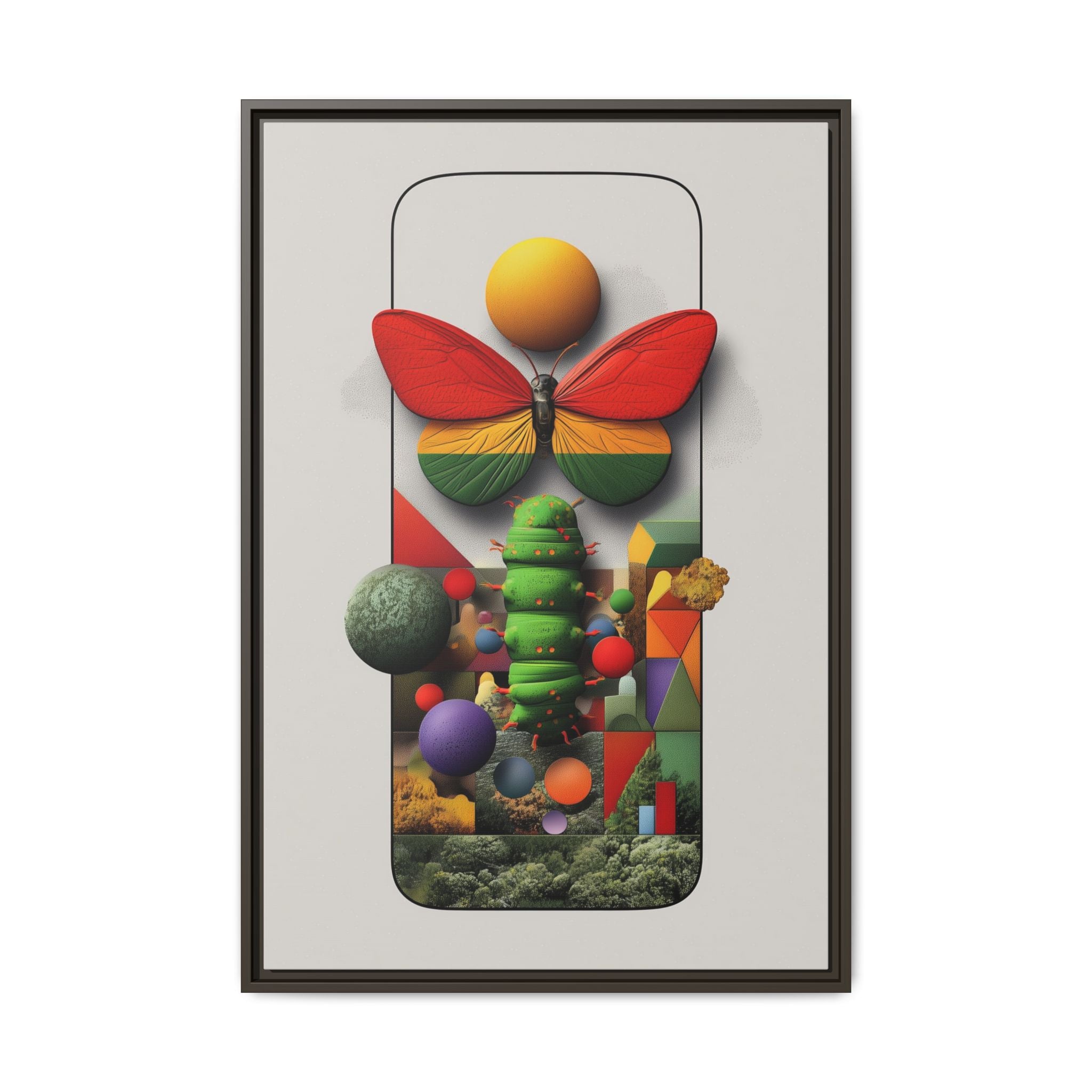 Metamorphosis Framed Print : Geometric Nature Transformation, Vibrant Butterfly Composition   |  Personalized & Custom Orders Available