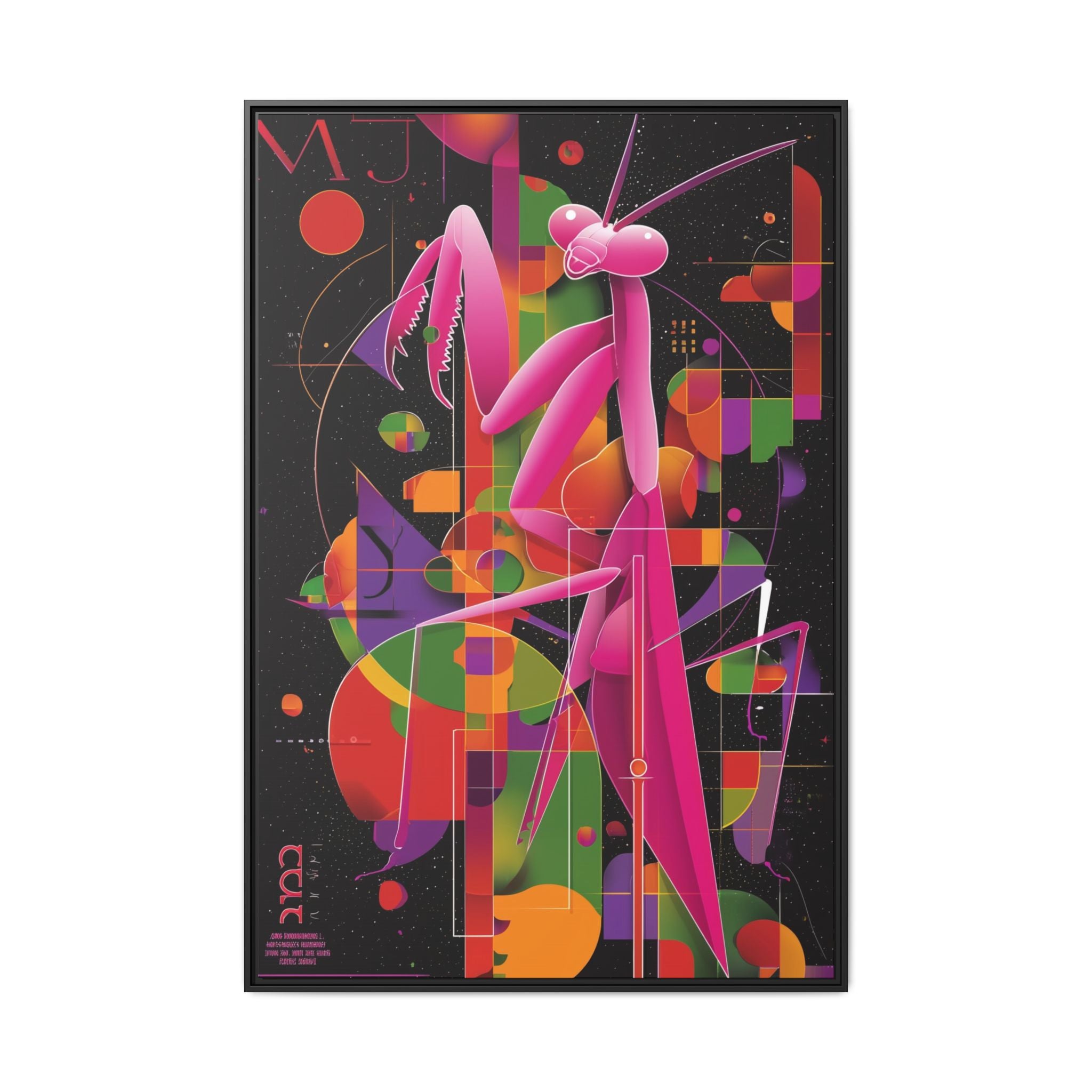 Geometric Mantis Framed Print : Starry Night Abstract, Graphic Design Poster   |  Personalized & Custom Orders Available