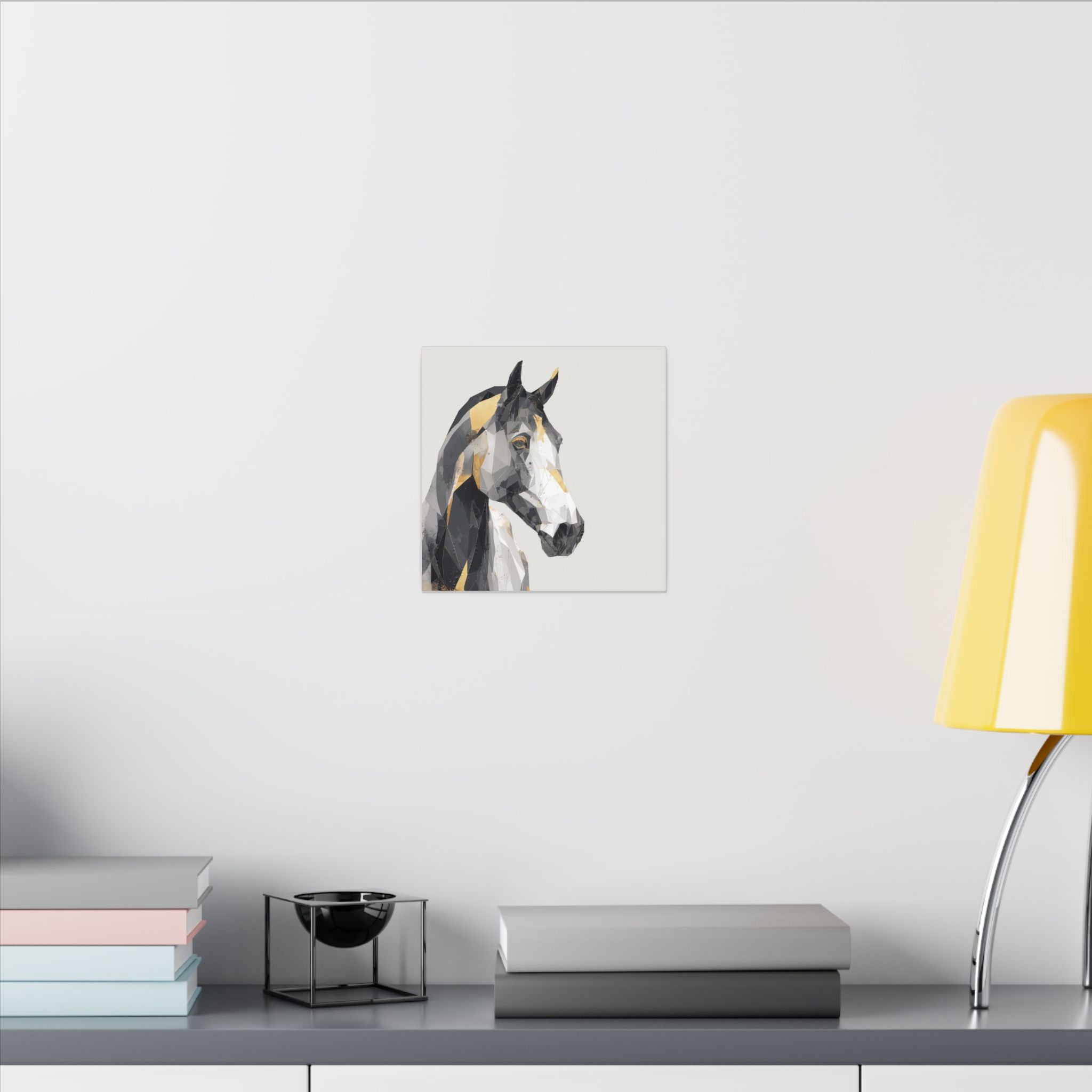 Geometric Equine Elegance: Polygonal Horse Portrait, Modern Digital Art, Metallic Cubist Interpretation   |  Personalized & Custom Orders