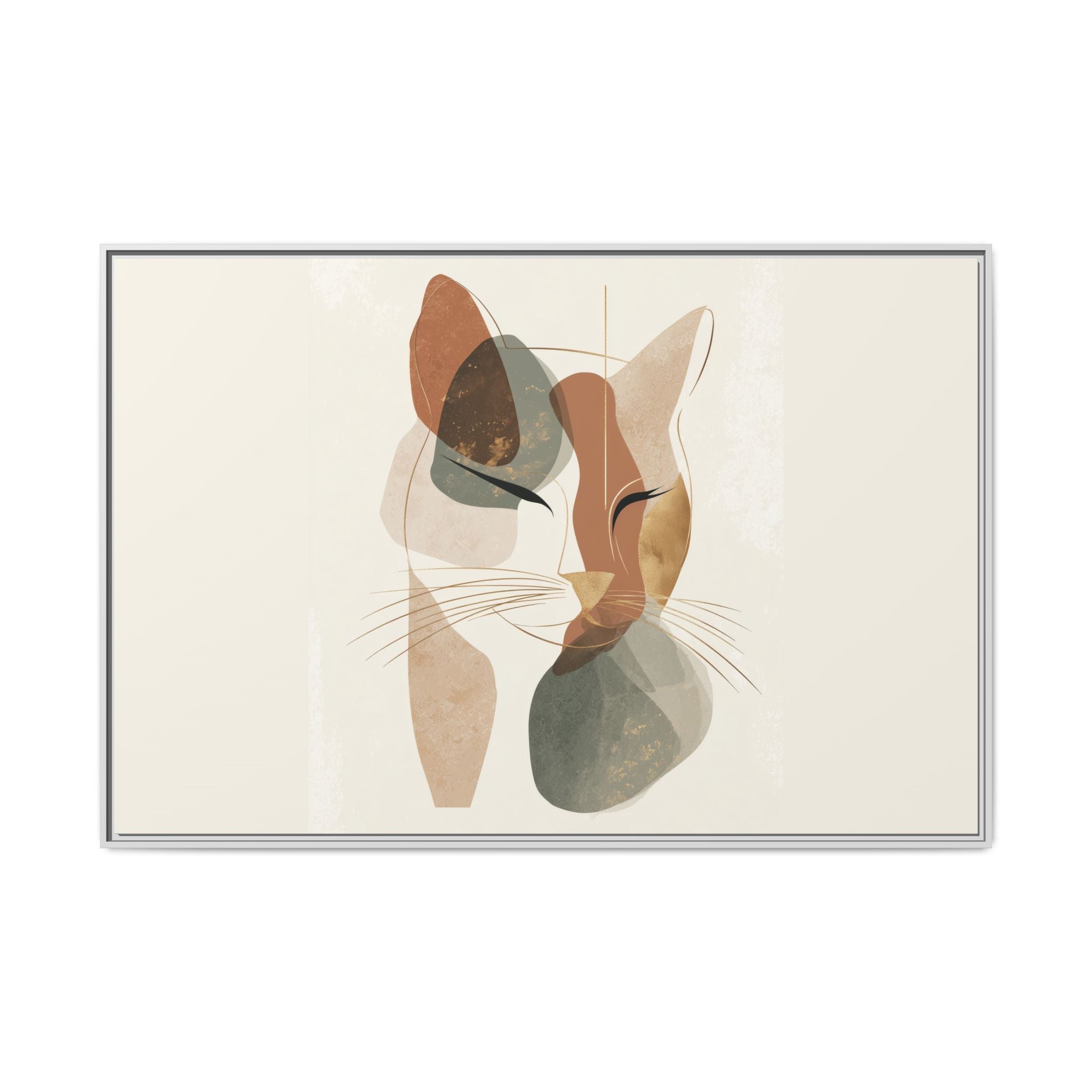 Feline Geometry: Abstract Cat Portrait, Minimalist Earth Tones   |  Personalized & Custom Orders Available