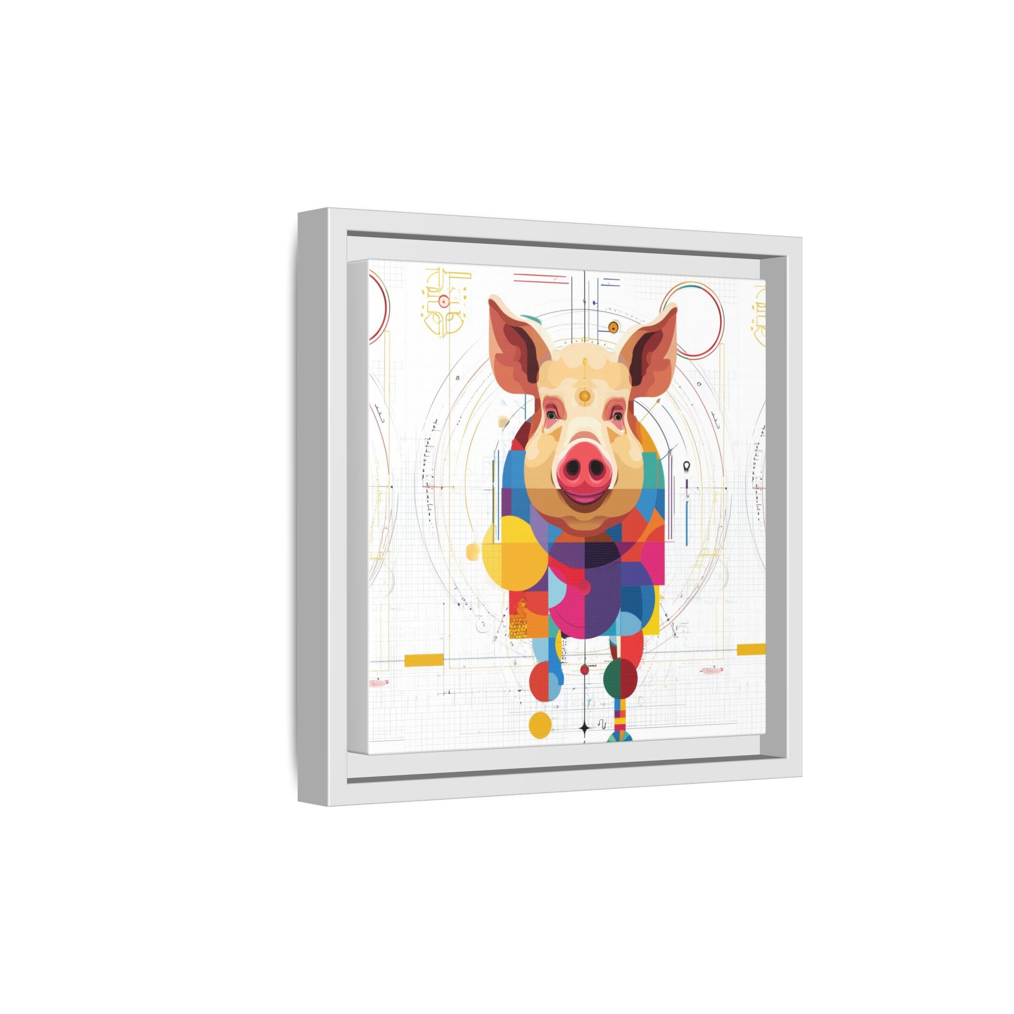 Geometric Pig: Digital Cubist Portrait, Mathematical Animal Abstraction   |    Custom Orders Available