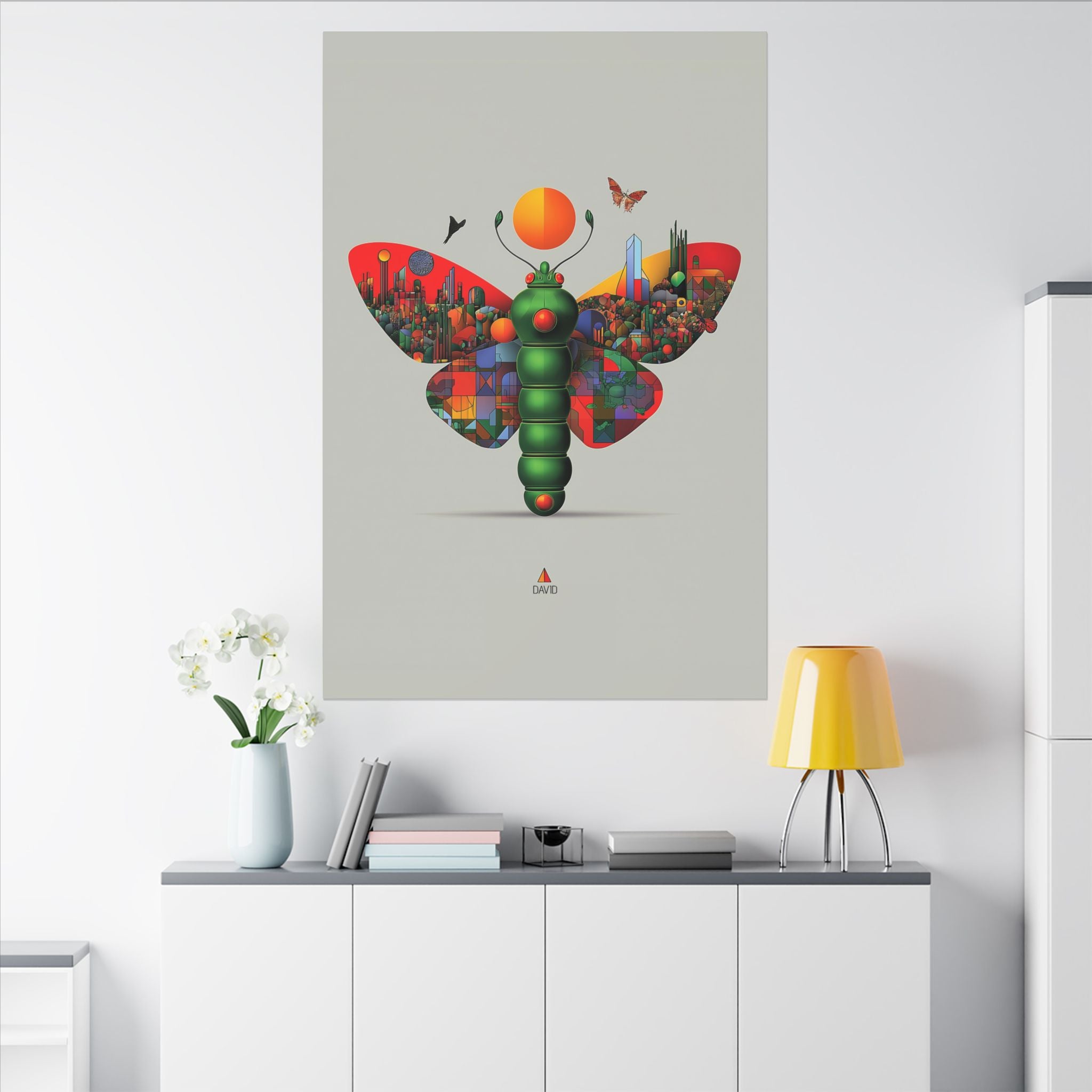 Personalized Butterfly Print: Geometric Urban Landscape, Futuristic Digital Art   |    Custom Orders Available